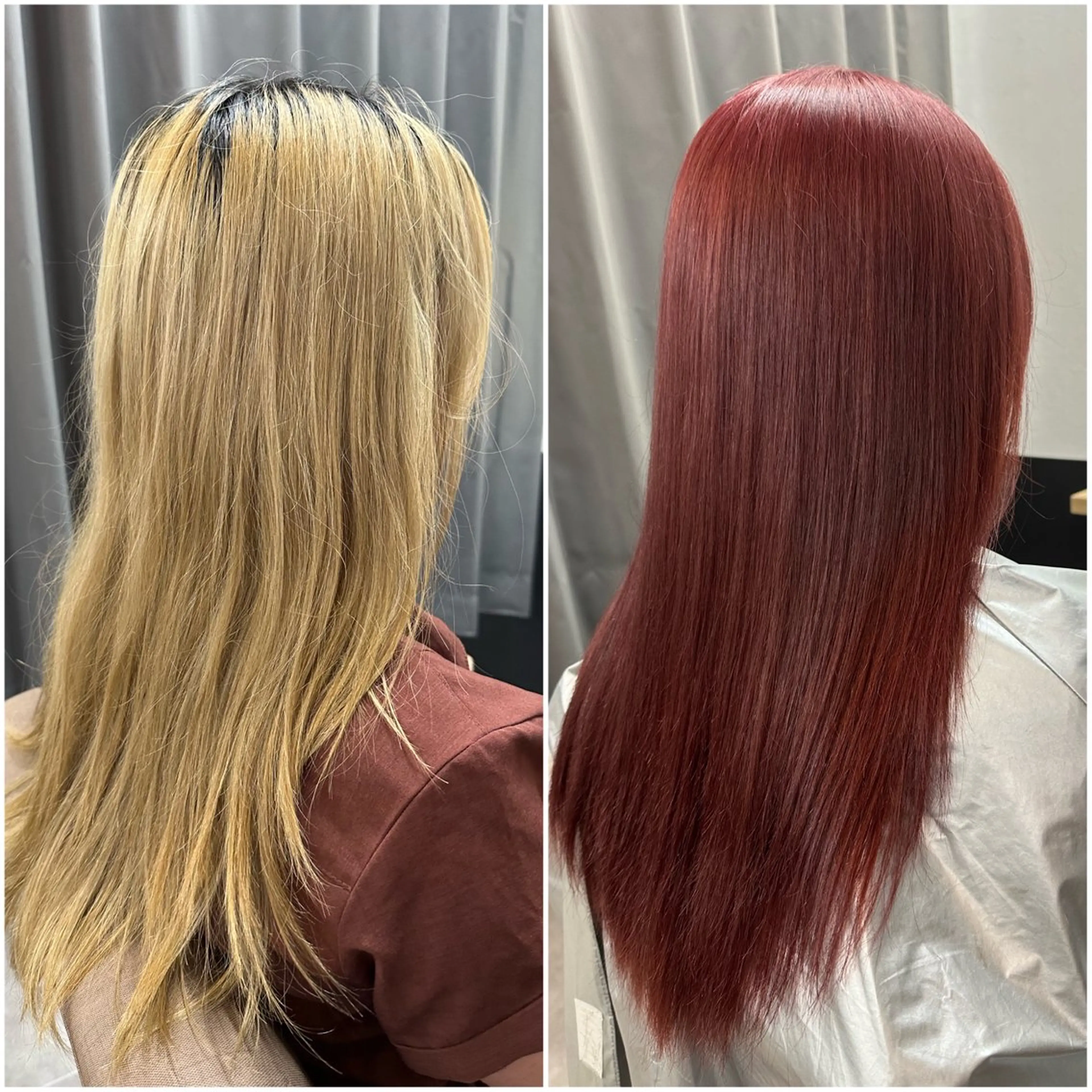 ロング カラー ブリーチ ボルドーカラー TELAHAIR成田 マネージャー吉野美羽のヘアスタイル