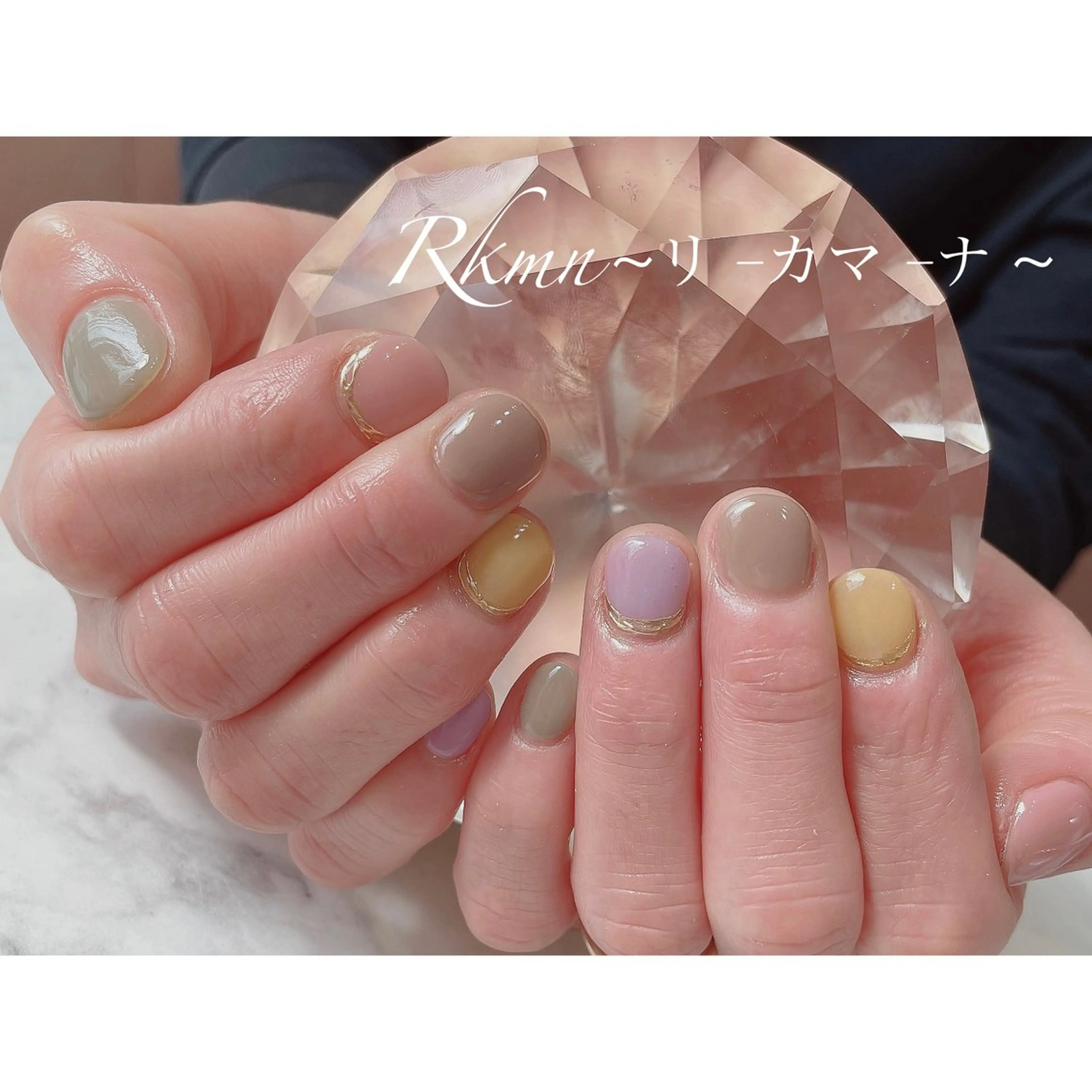 ネイル アートネイル ミラーネイル パステルネイル 春ネイル ハンドネイル フットネイル ハンドケア Rkmn ~リ-カマ-ナ~のネイルデザイン