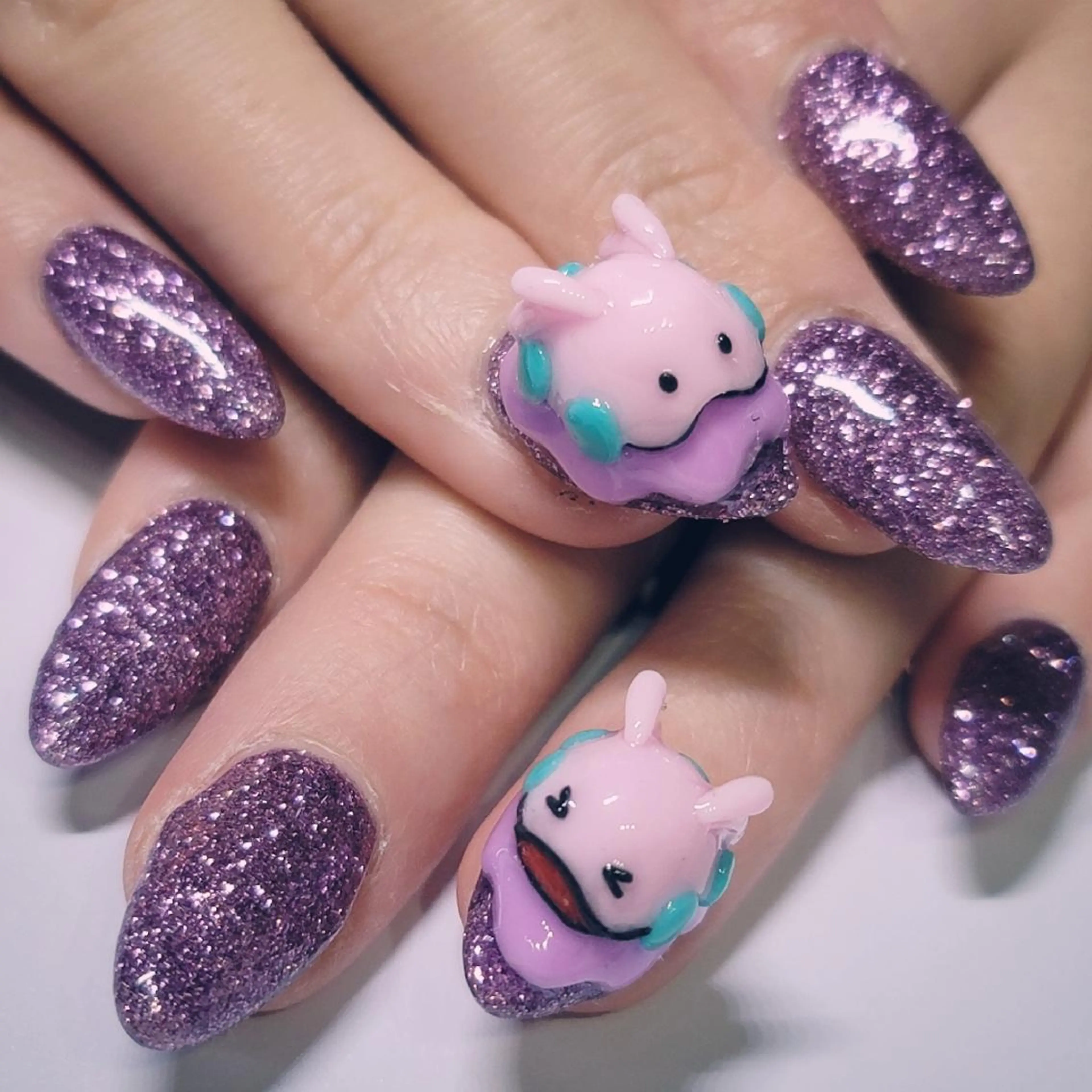 ネイル アートネイル ラメ(グリッター) ワンカラーネイル パープル ハンドネイル よしだ ひろきのネイルデザイン
