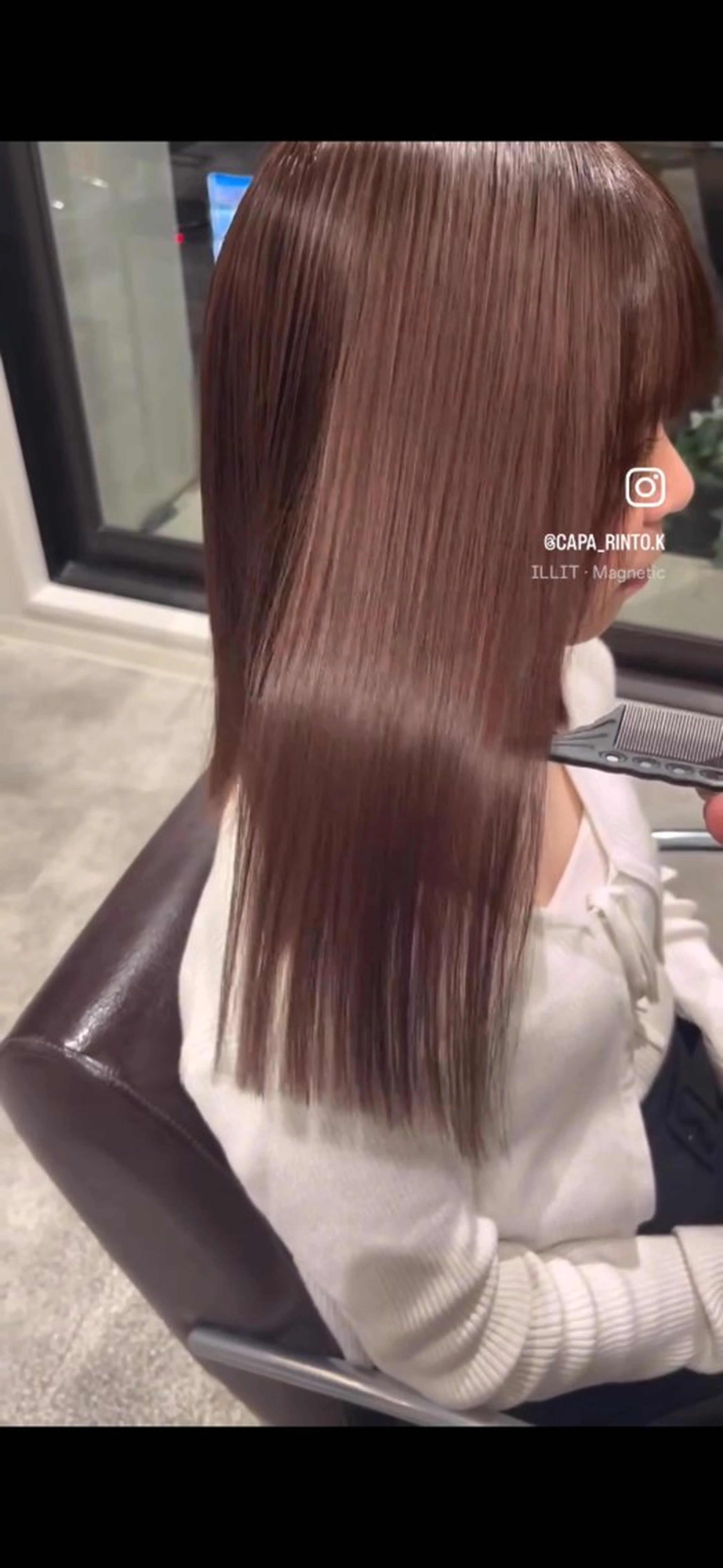 ロング カラー ベージュカラー ピンクカラー ピンクベージュ カット ヘアカラー りんと/メンズ/ 艶カラーのヘアスタイル