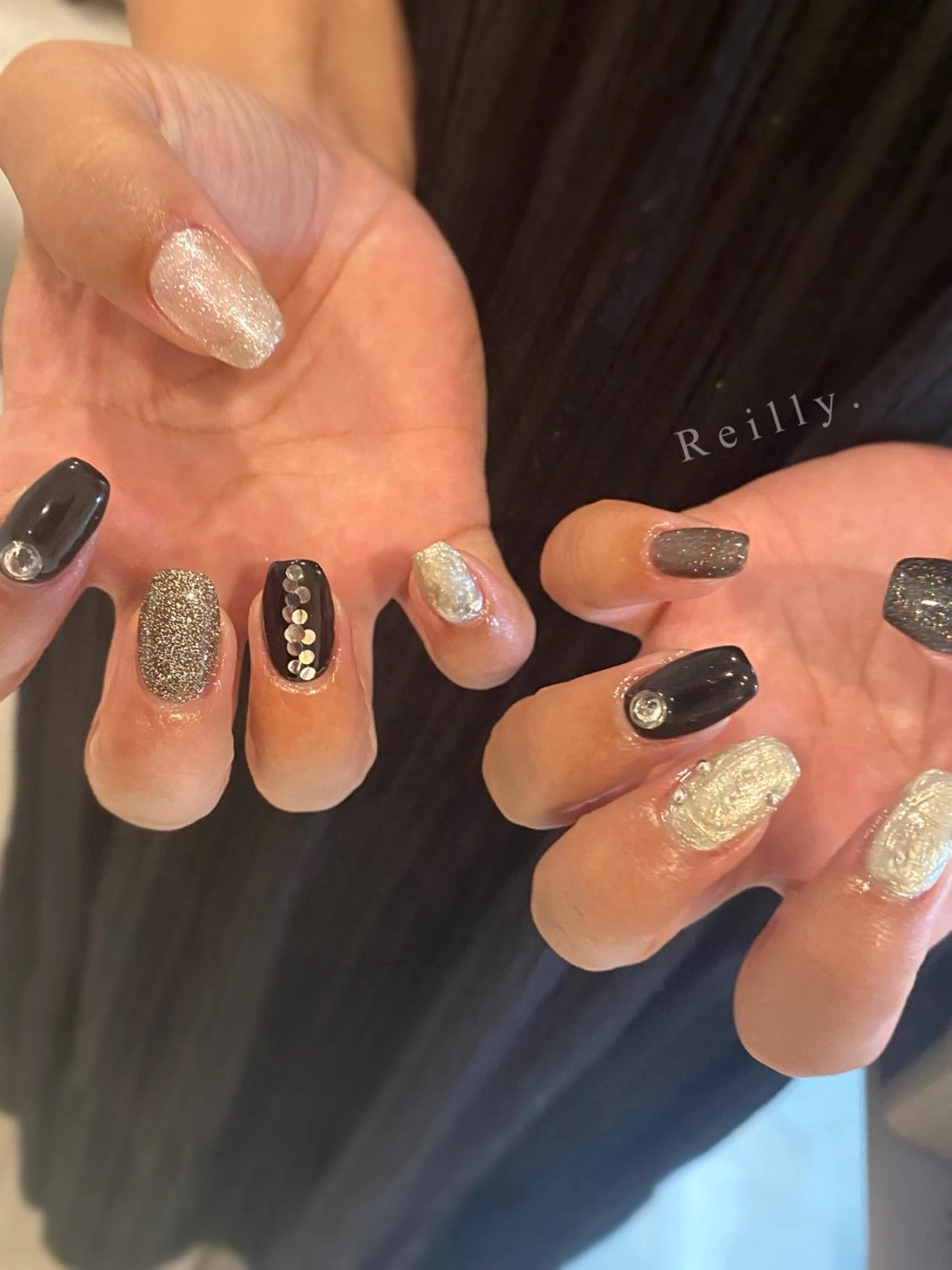 ネイル フラッシュネイル フレンチネイル ジェルネイル グラデーション ラメ(グリッター) REILLY.　private nail salon所属・Marina 《REILLY.》のネイルデザイン