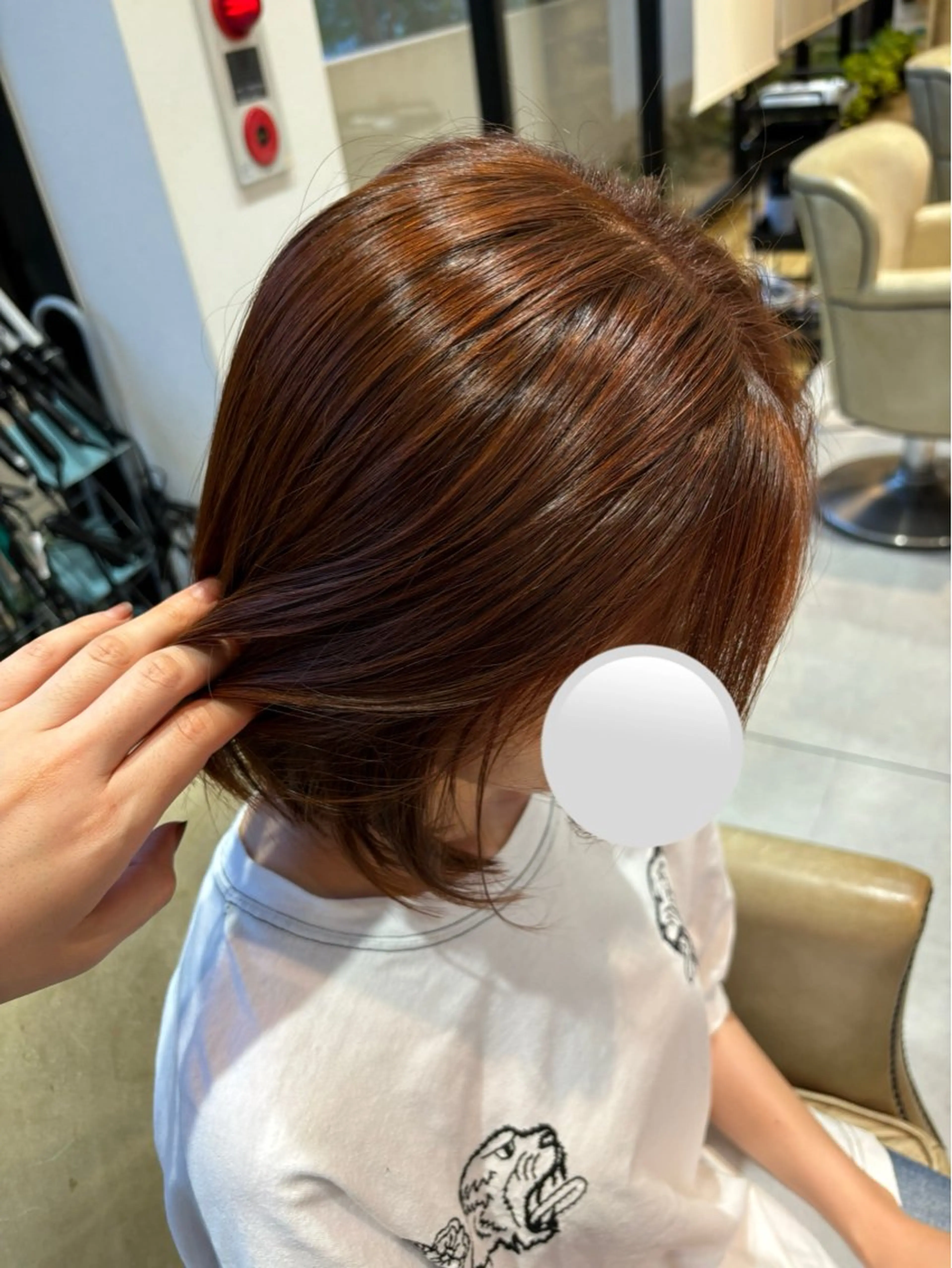 ミディアム カラー ブラウンカラー オレンジ オレンジブラウン 岡本 梨沙のヘアスタイル