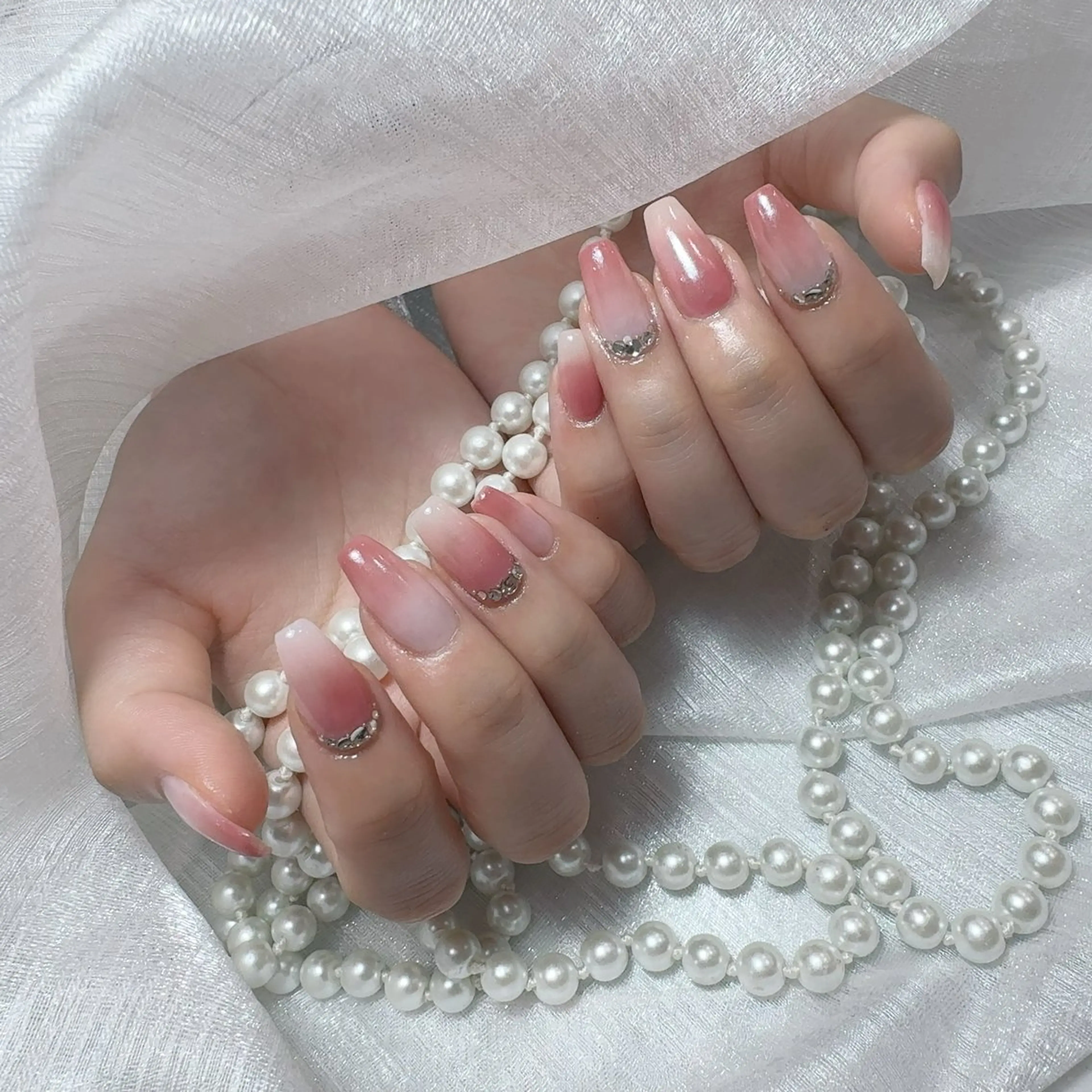 ネイル アートネイル フラッシュネイル フレンチネイル ジェルネイル ガラスフレンチ You&Me Yukiのネイルデザイン