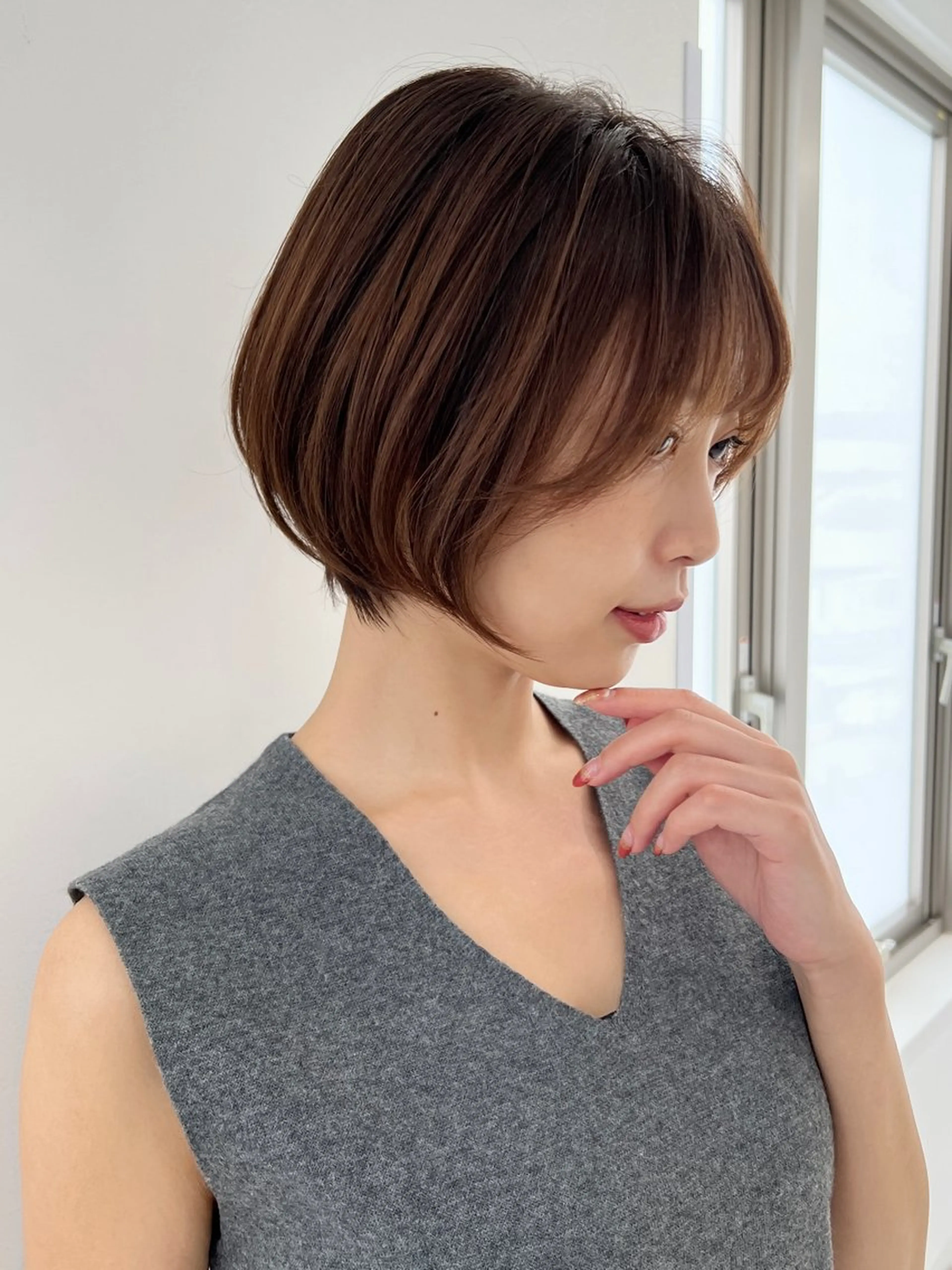 ショート 前下がりボブ ショートボブ 丸みショート ボブ くびれヘア カット ヘアカラー トリートメント 高木 麻知子のヘアスタイル