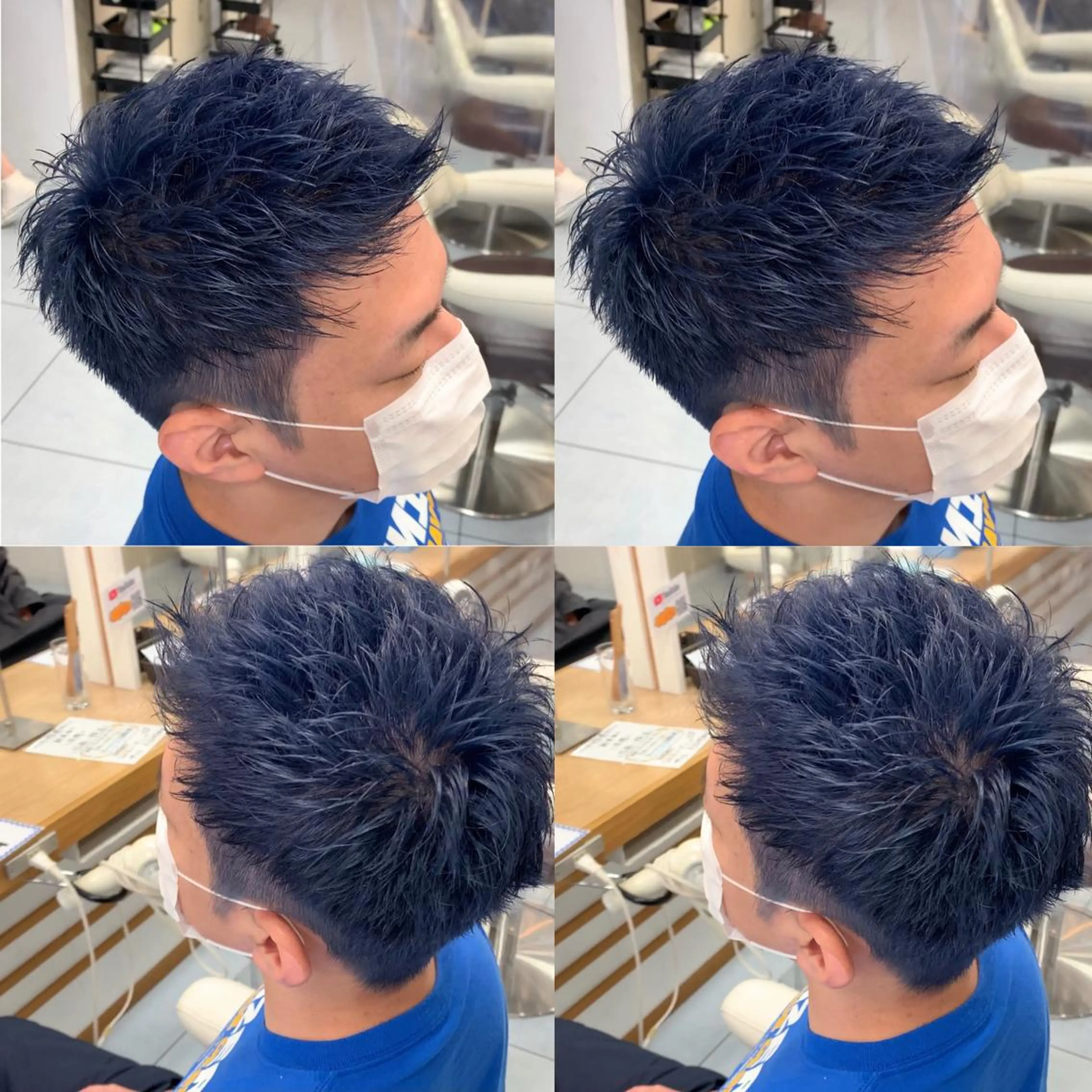 ショート カラー メンズ ネイビーカラー ショートヘア 縮毛/レイヤー 韓国/橋口のヘアスタイル