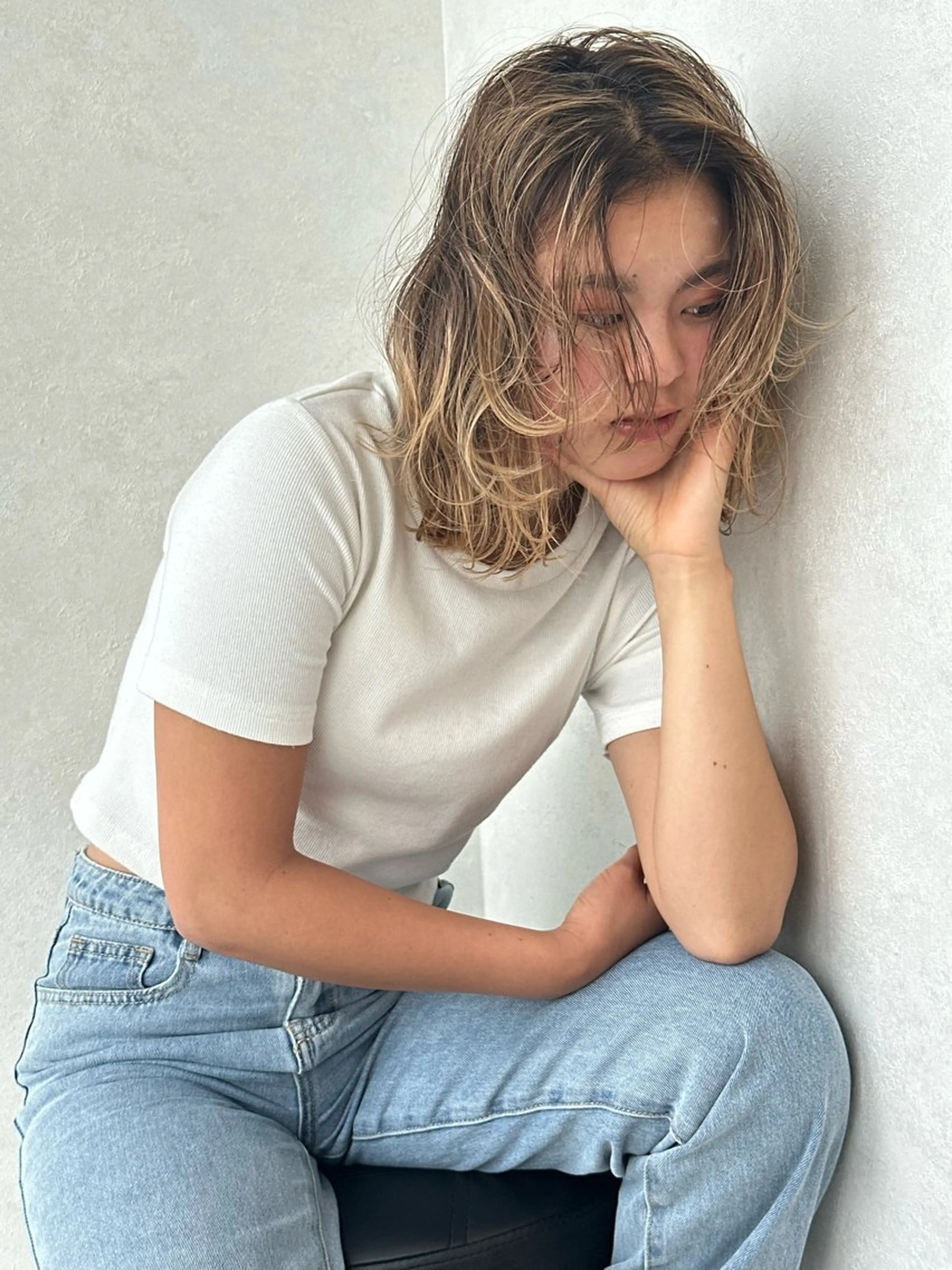 ミディアム 似合わせレイヤー 海外風レイヤーmioのヘアスタイル