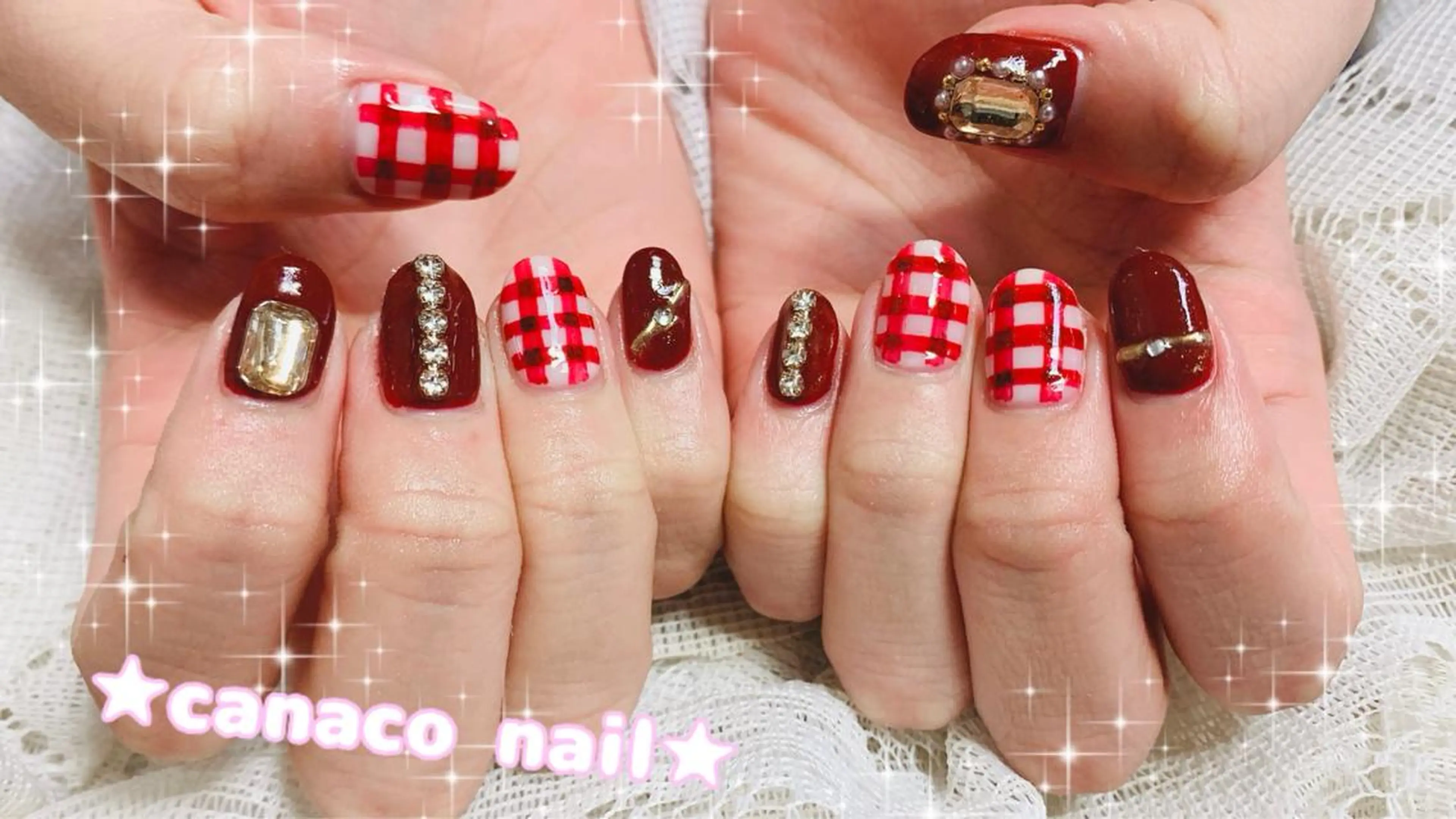 ネイル アートネイル ジェルネイル パラジェル ストーンネイル ハンドネイル ハンドケア Felice所属・ベテランネイル cnc  nailのネイルデザイン