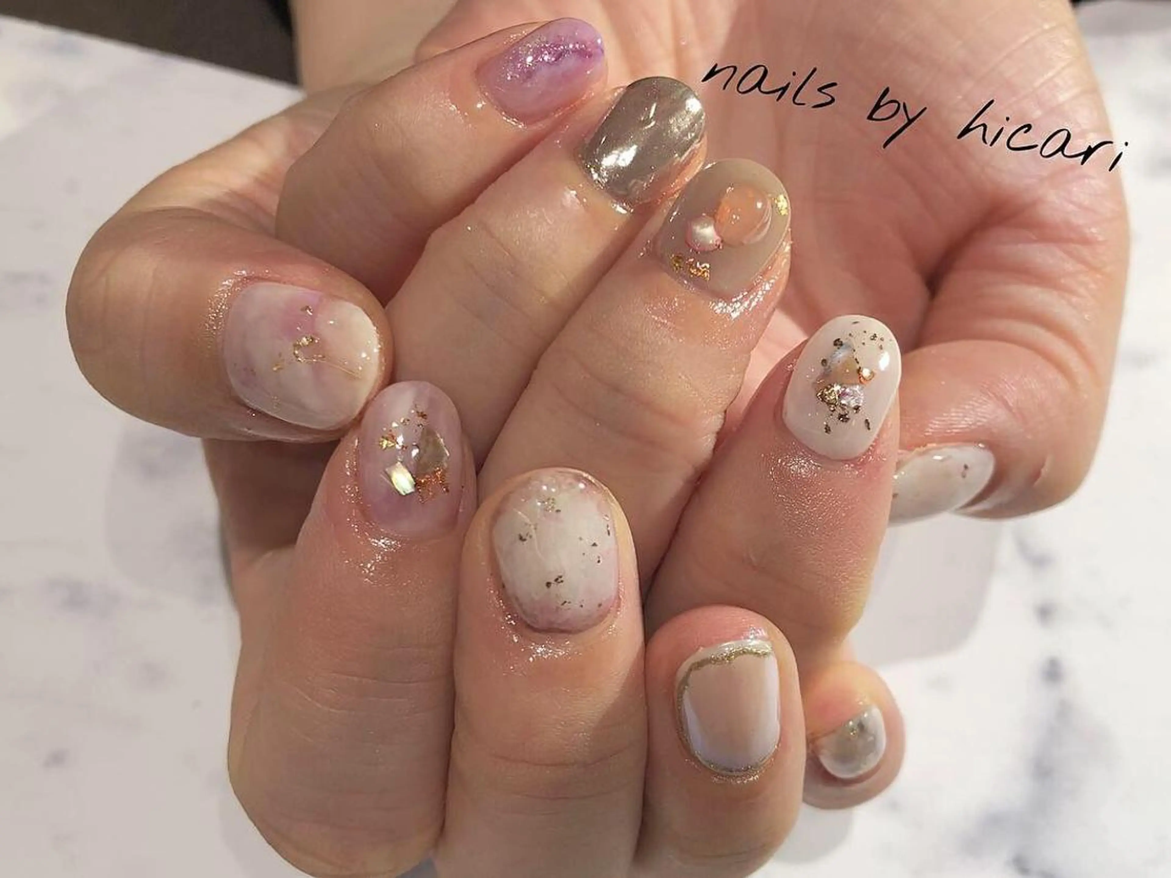 ショート カラー キッズ ネイル マツエク・マツパ ハンドネイル illum hicariのネイルデザイン