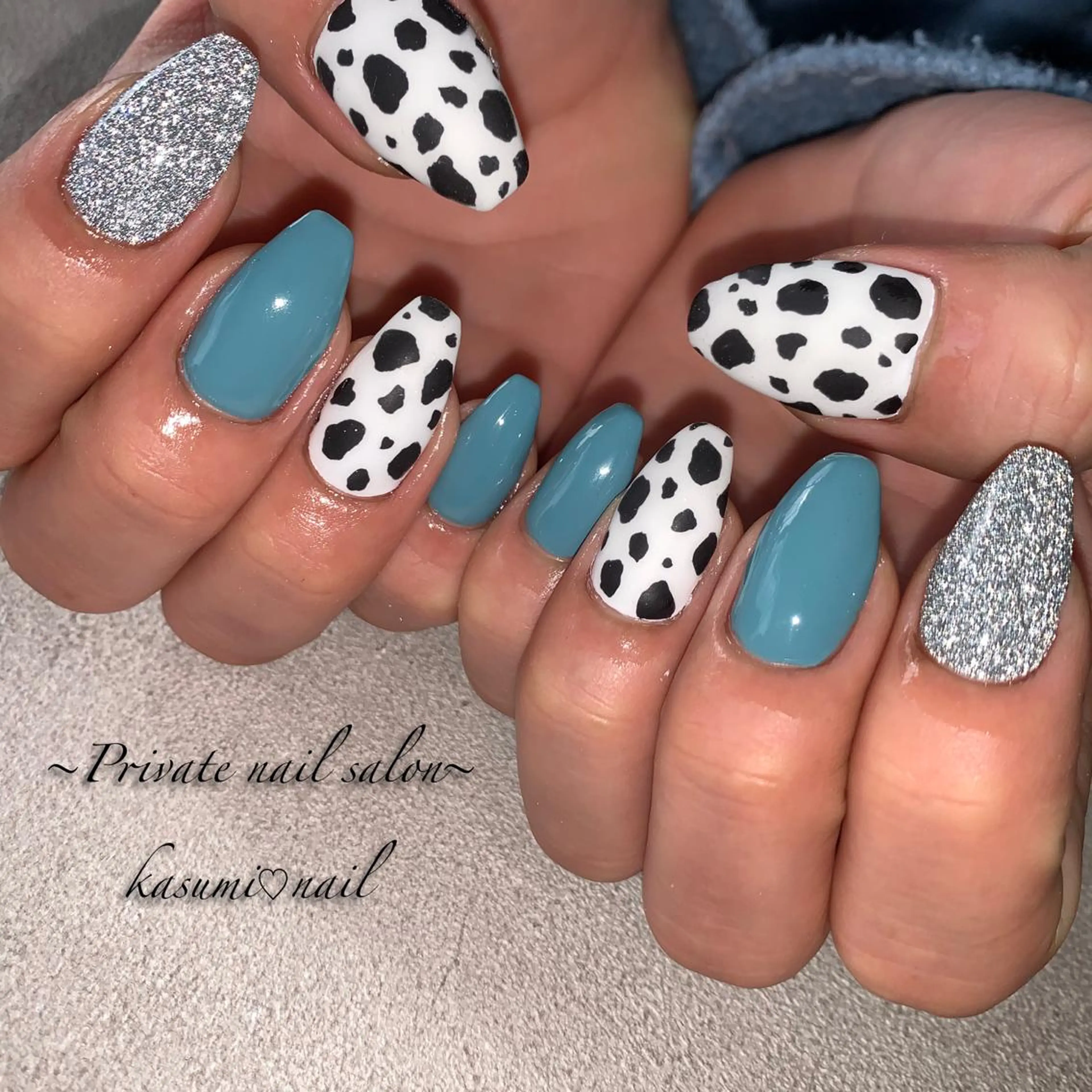 ネイル アニマル柄 ミラーネイル ニュアンスネイル KASUMI♡ Nailのネイルデザイン