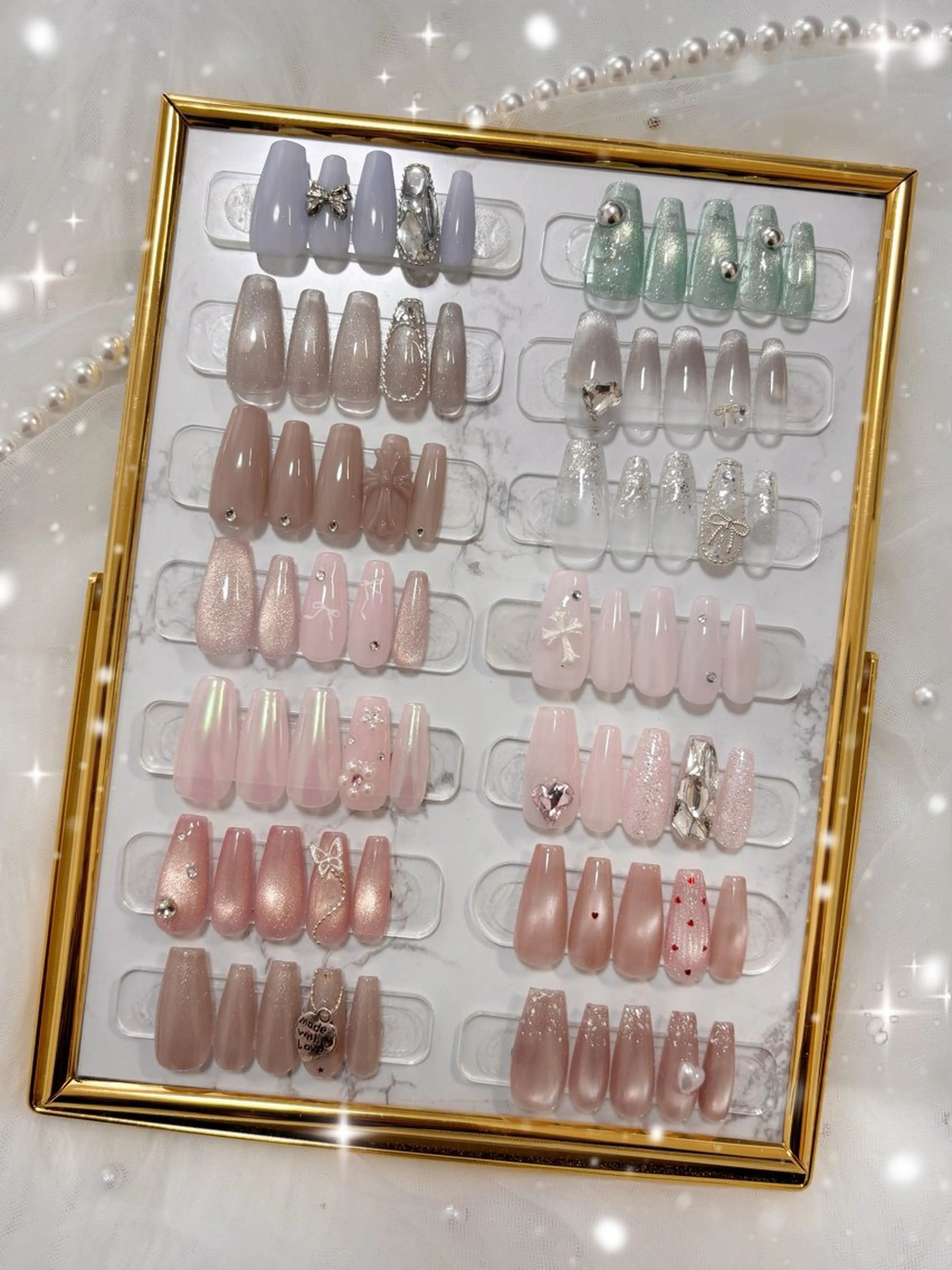 ネイル フラッシュネイル ハート マグネットネイル ピンク 春ネイル ハンドネイル YM nailのネイルデザイン