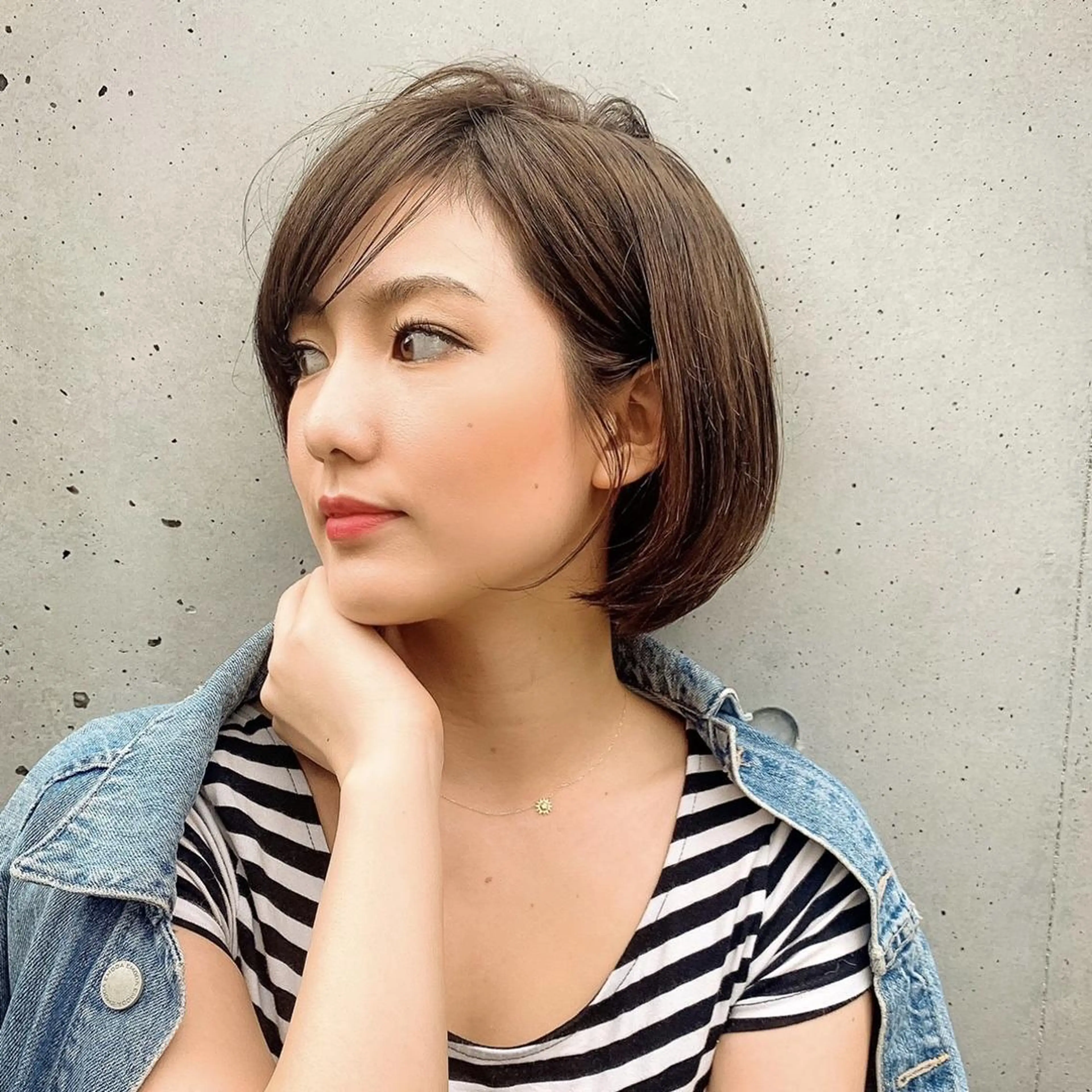 ショート ハイライト 髪質改善 小顔カット 縮毛矯正 トリートメント 縮毛矯正➕髪質改善➕ レイヤーカット　田畑のヘアスタイル