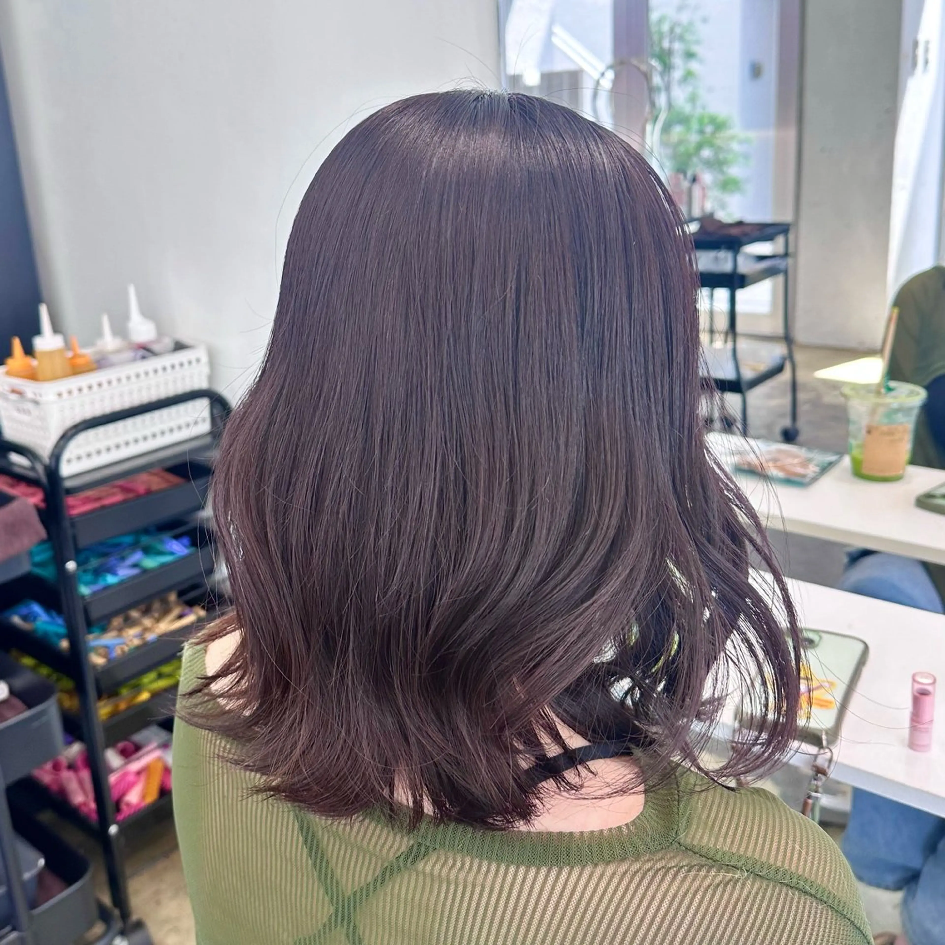セミロング カラー ヘアアレンジ ラベンダーカラー 🥀モテ暖色× エクステ🥀あかりのヘアスタイル