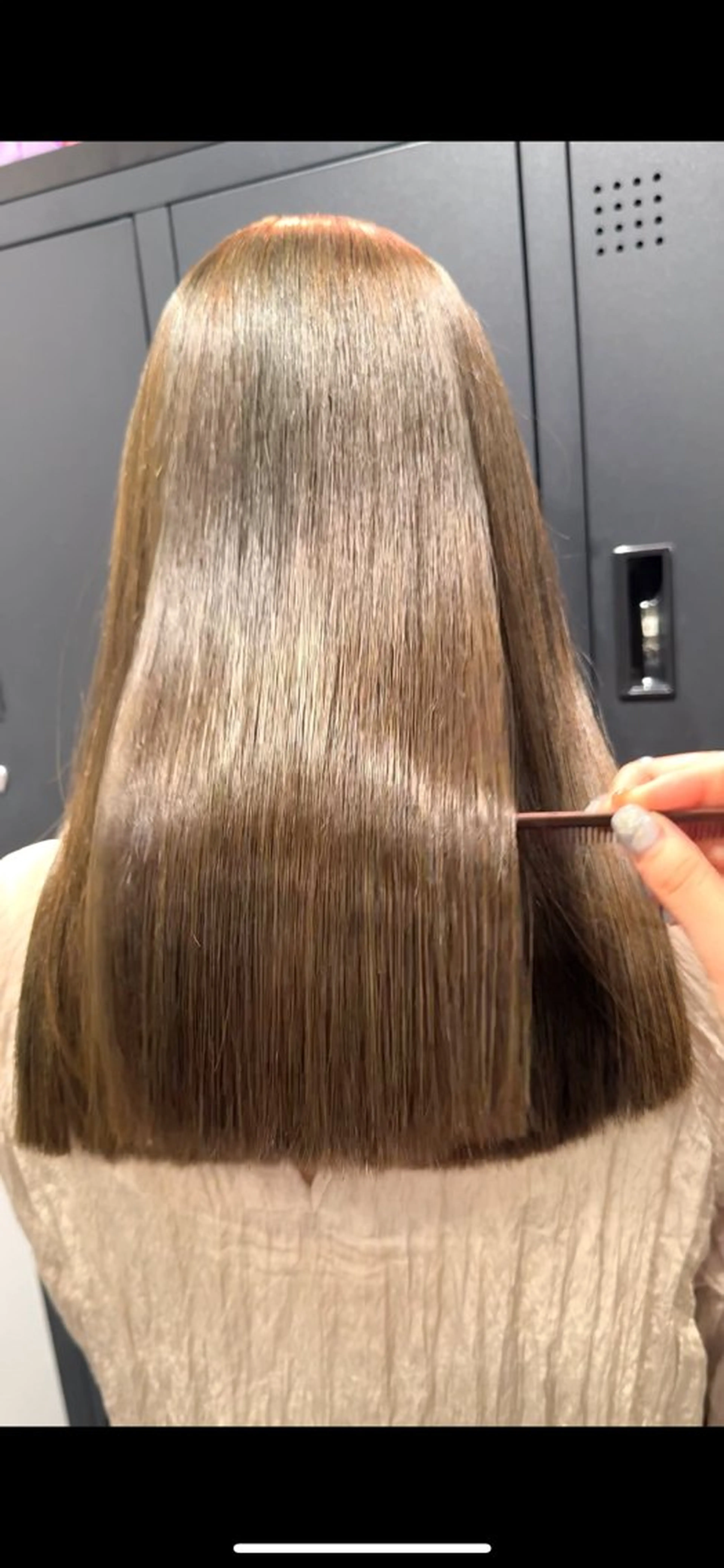 ロング カラー パーマ 透明感カラー オリーブカラー 髪質改善 ストレートパーマ ブリーチなし ダブルカラー/ゆなのヘアスタイル