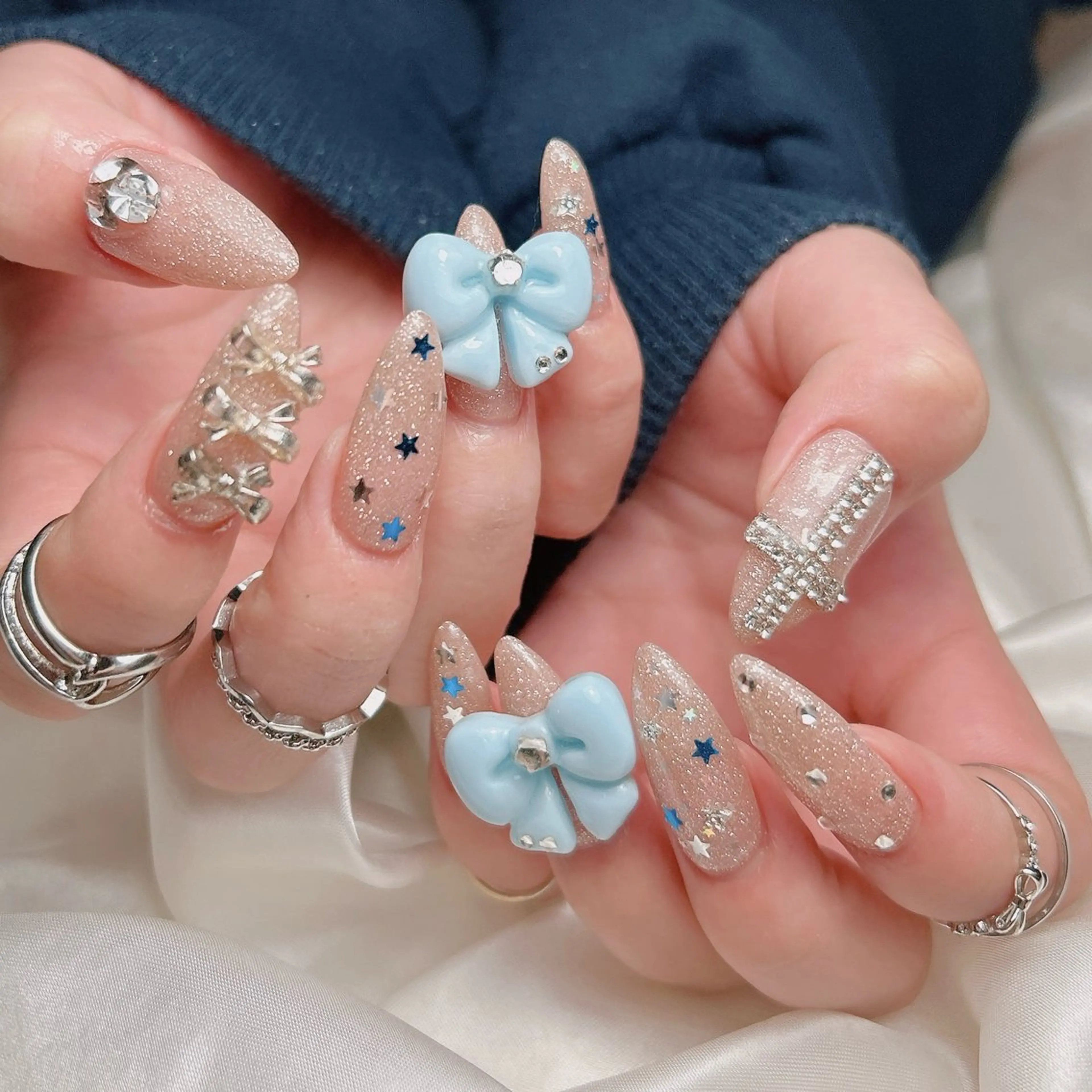 ネイル リボン ハンドネイル junna 金山.東別院.上前津のネイルデザイン