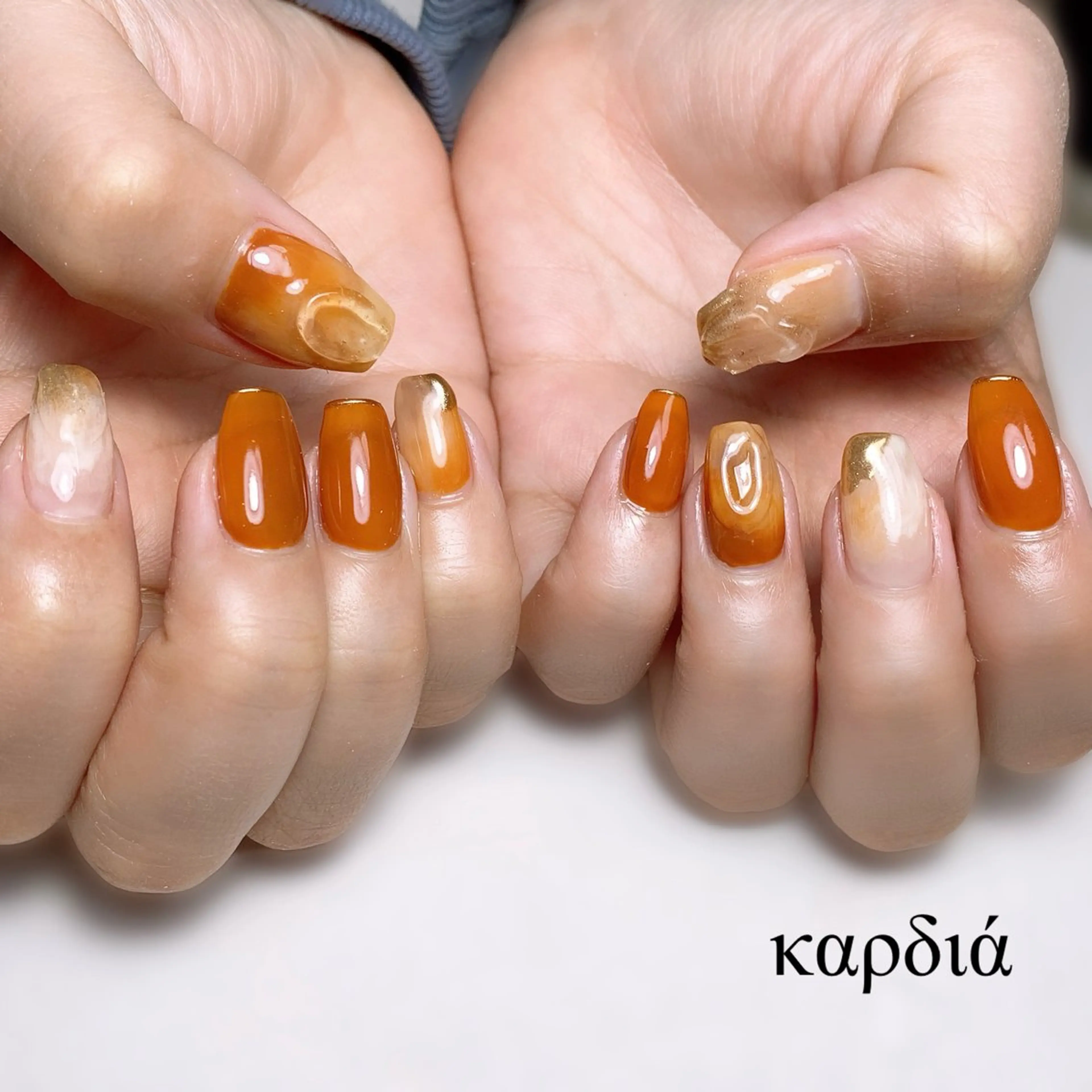 ネイル ハンドネイル καρδιά -ｶﾙﾃﾞｨｱ-のネイルデザイン