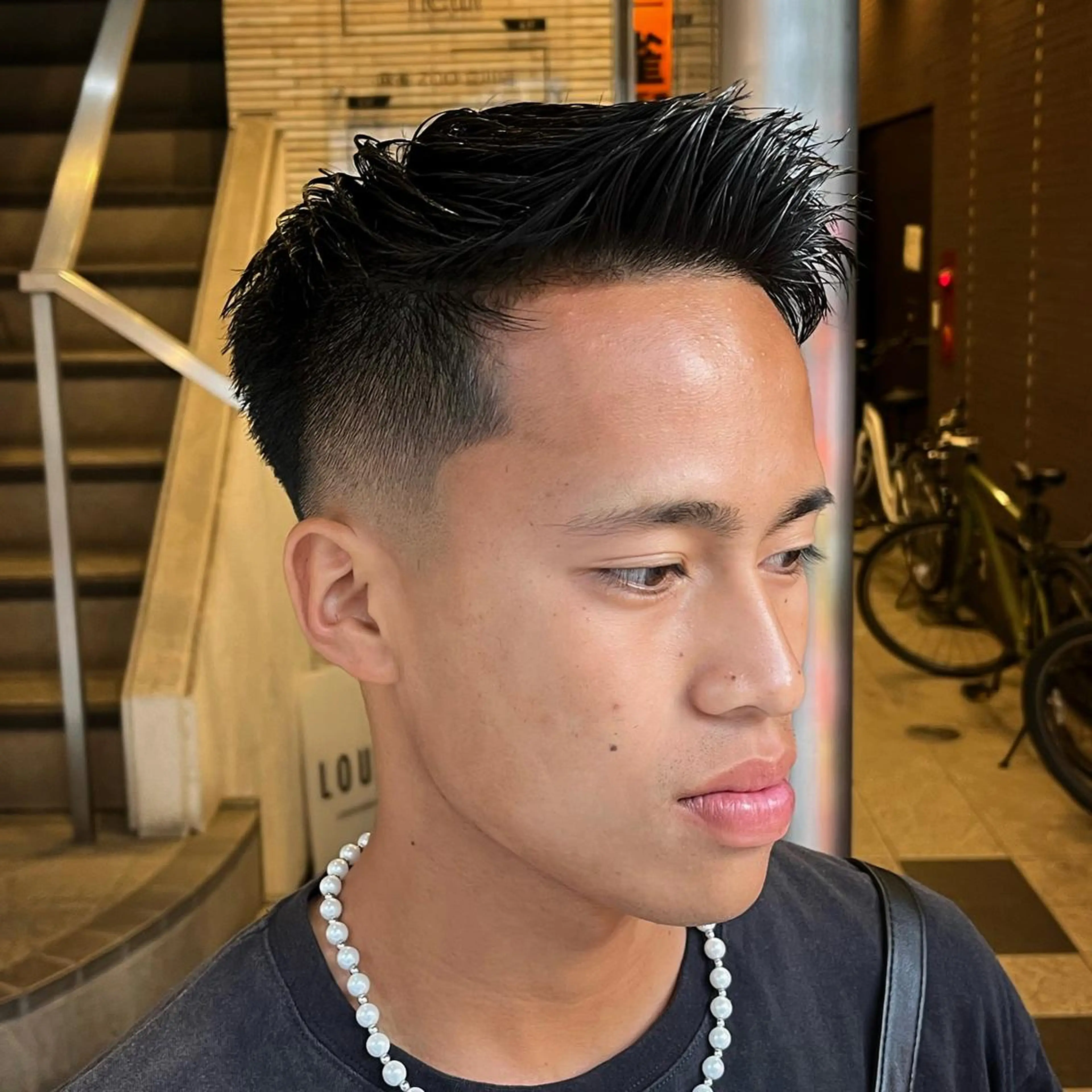 ショート メンズ フェードカット メンズパーマ スキンフェード スペインカール カット 立川/メンズパーマ 厚進太郎のヘアスタイル