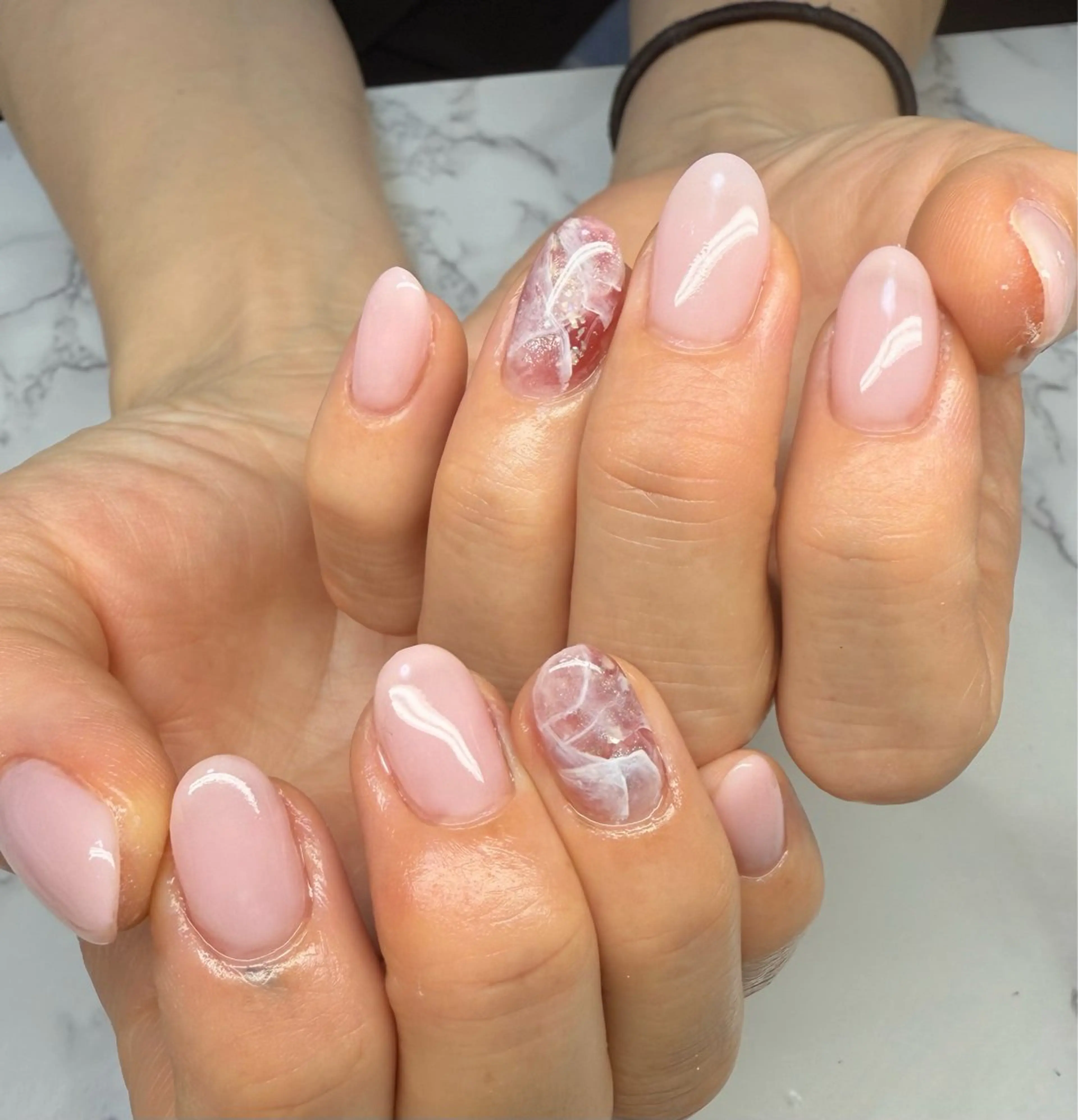 ネイル アートネイル チークネイル フレンチネイル 氷ネイル・うるうるネイル キラキラネイル M.N_ nailのネイルデザイン
