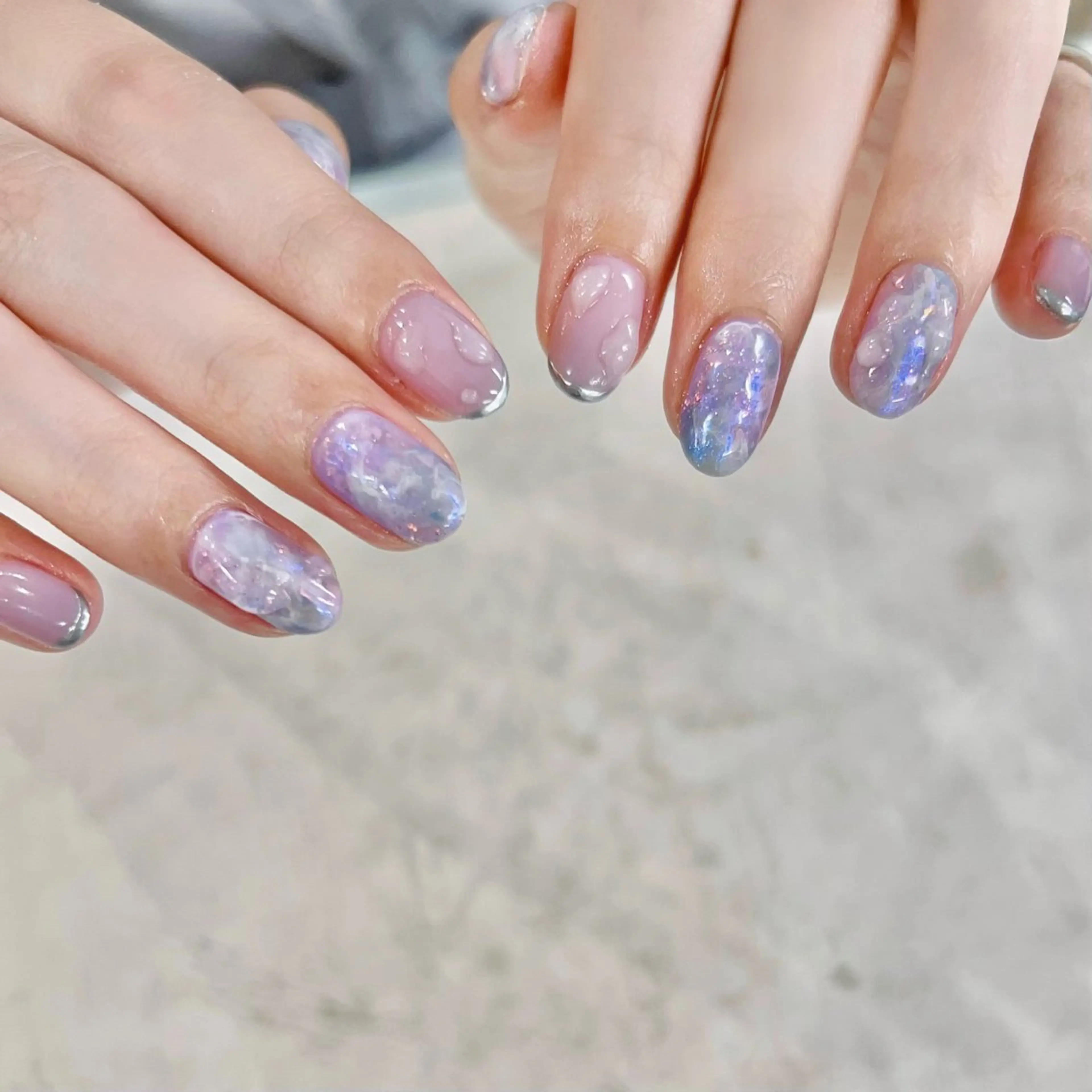 ネイル ブルー パープル ハンドネイル muum_nail 新宿2分 三丁目1分のネイルデザイン