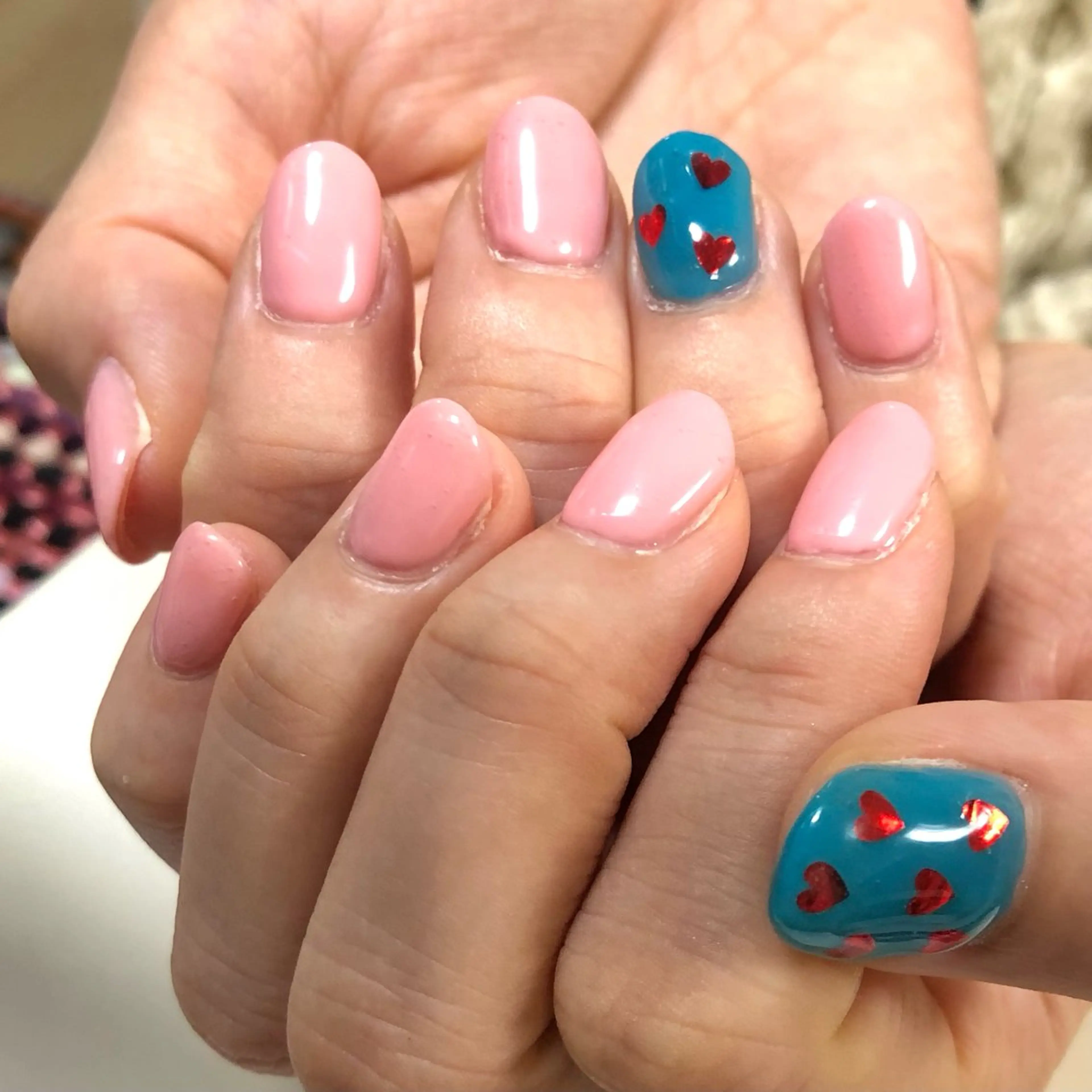 ネイル 水色 ピンク ハンドネイル meeho所属・salon *meehoのネイルデザイン