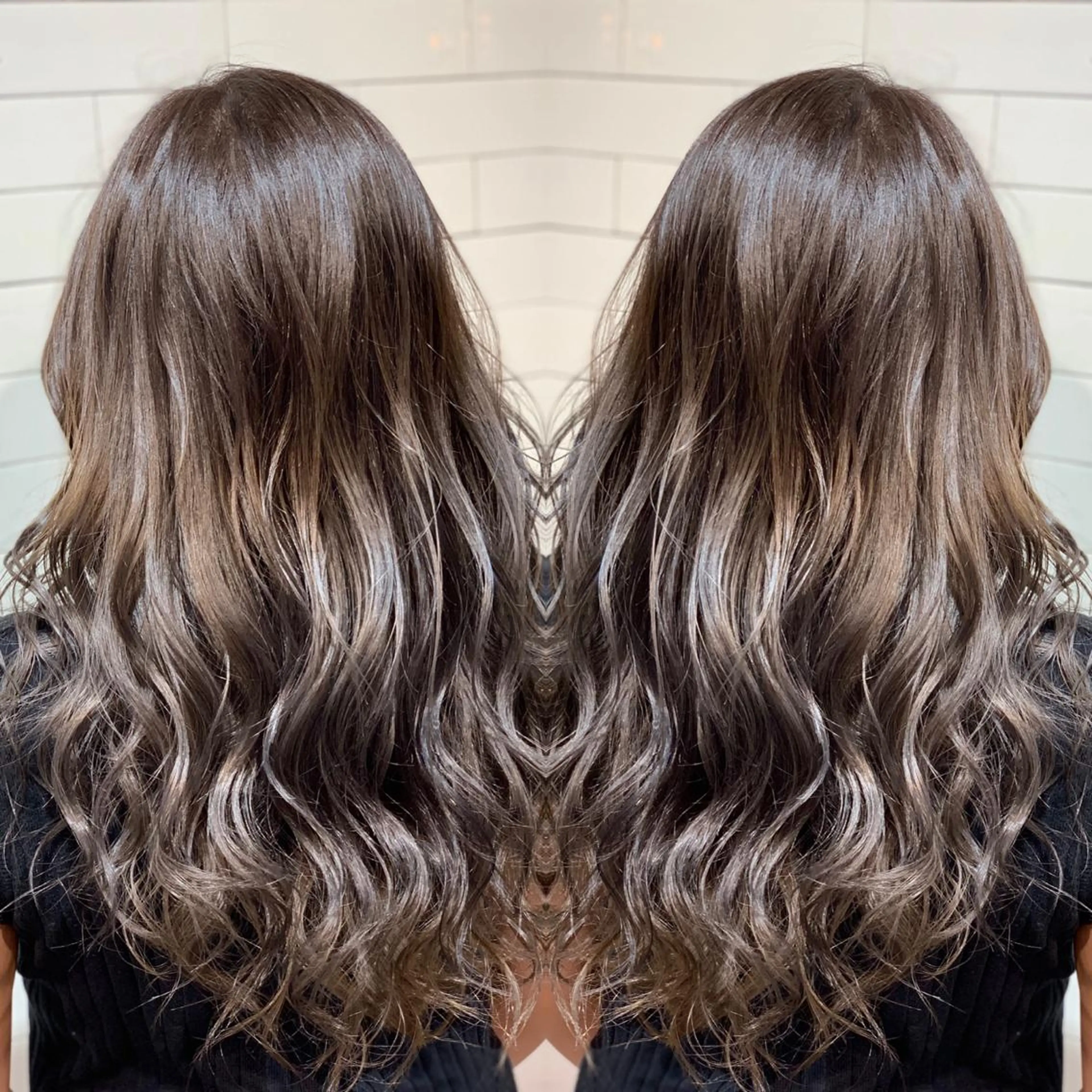 セミロング カラー ヘアアレンジ 髪質改善×ハイトーン 中田啄也のヘアスタイル