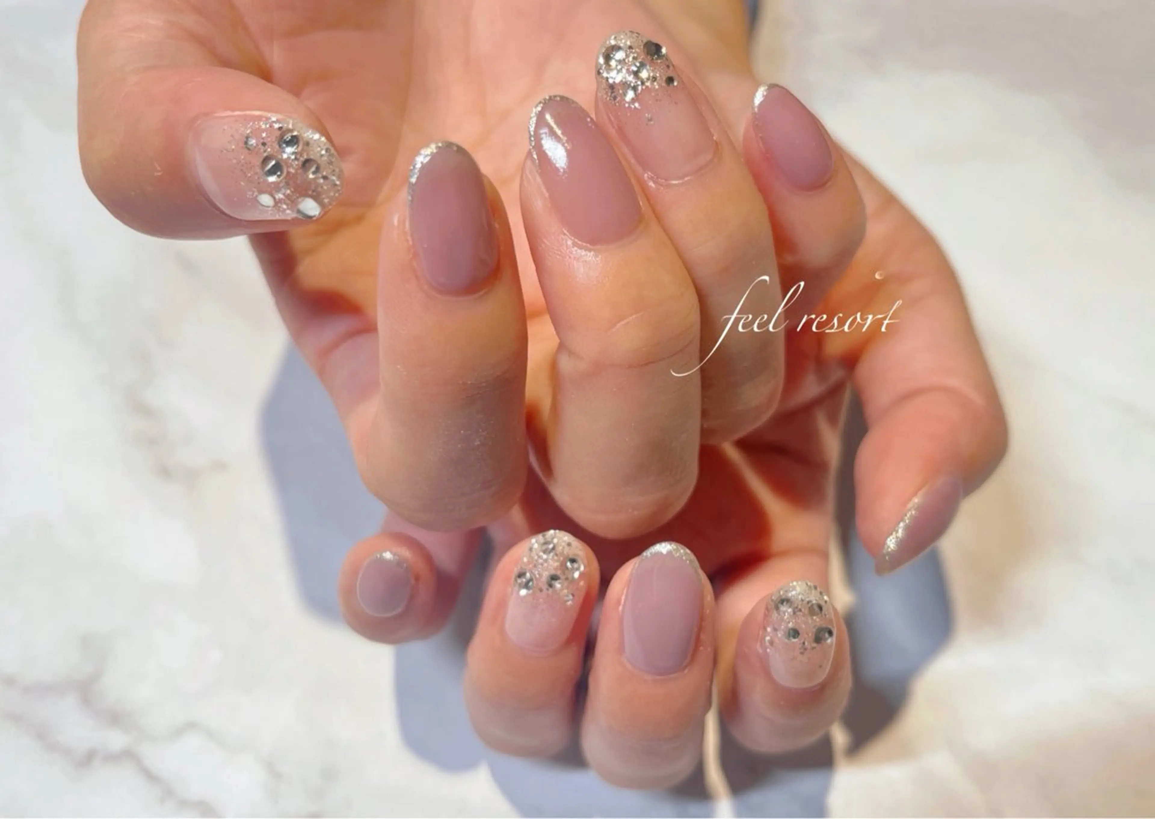 ネイル 長さ出し フットネイル フレンチネイル ジェルネイル ガラスフレンチ ハンドネイル Lien（リアン） 銀座駅6分のネイルデザイン