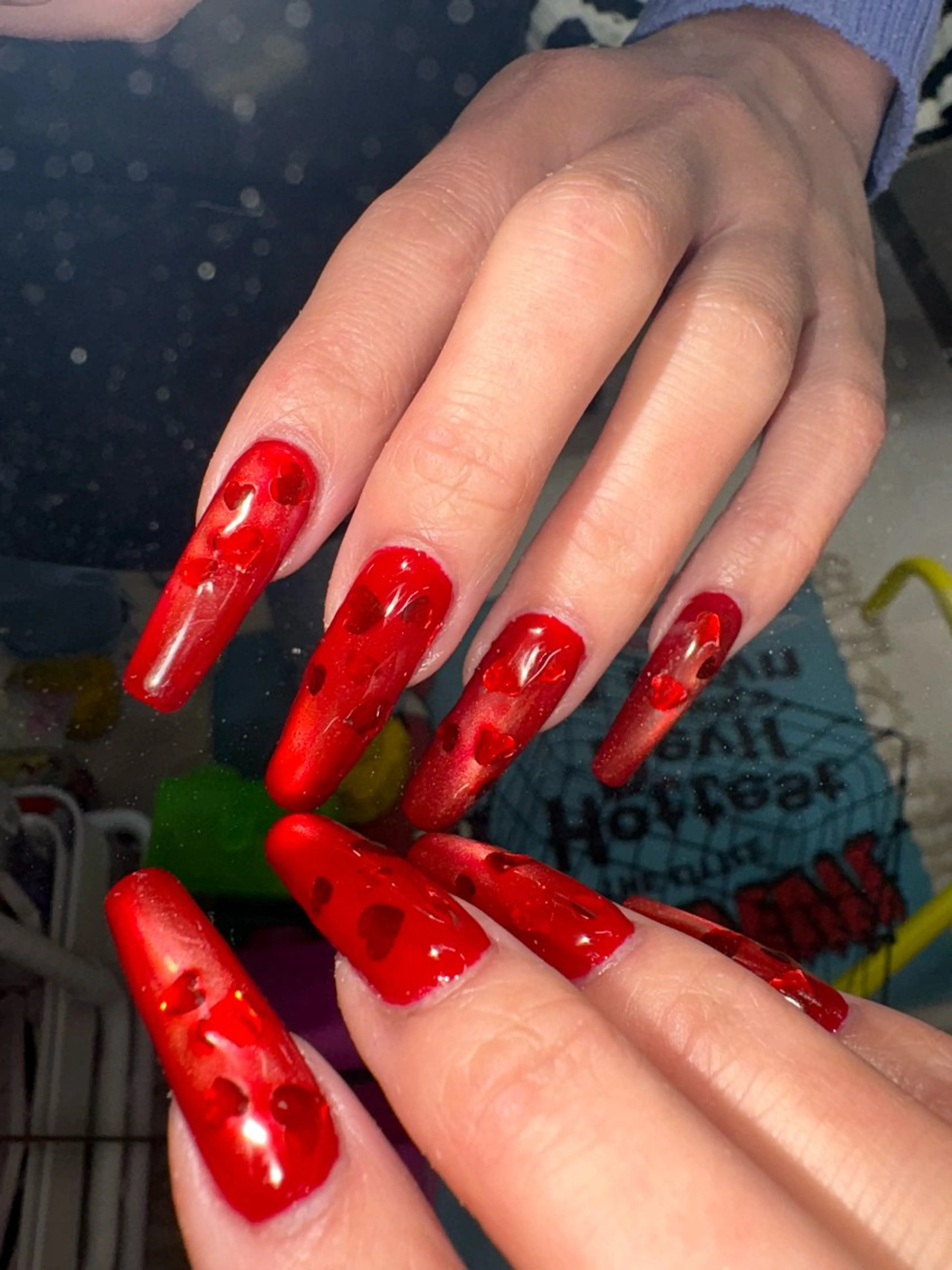 ネイル バレンタイン ハンドネイル 33nail✴️栄 スミレ❇️Gel-xのネイルデザイン