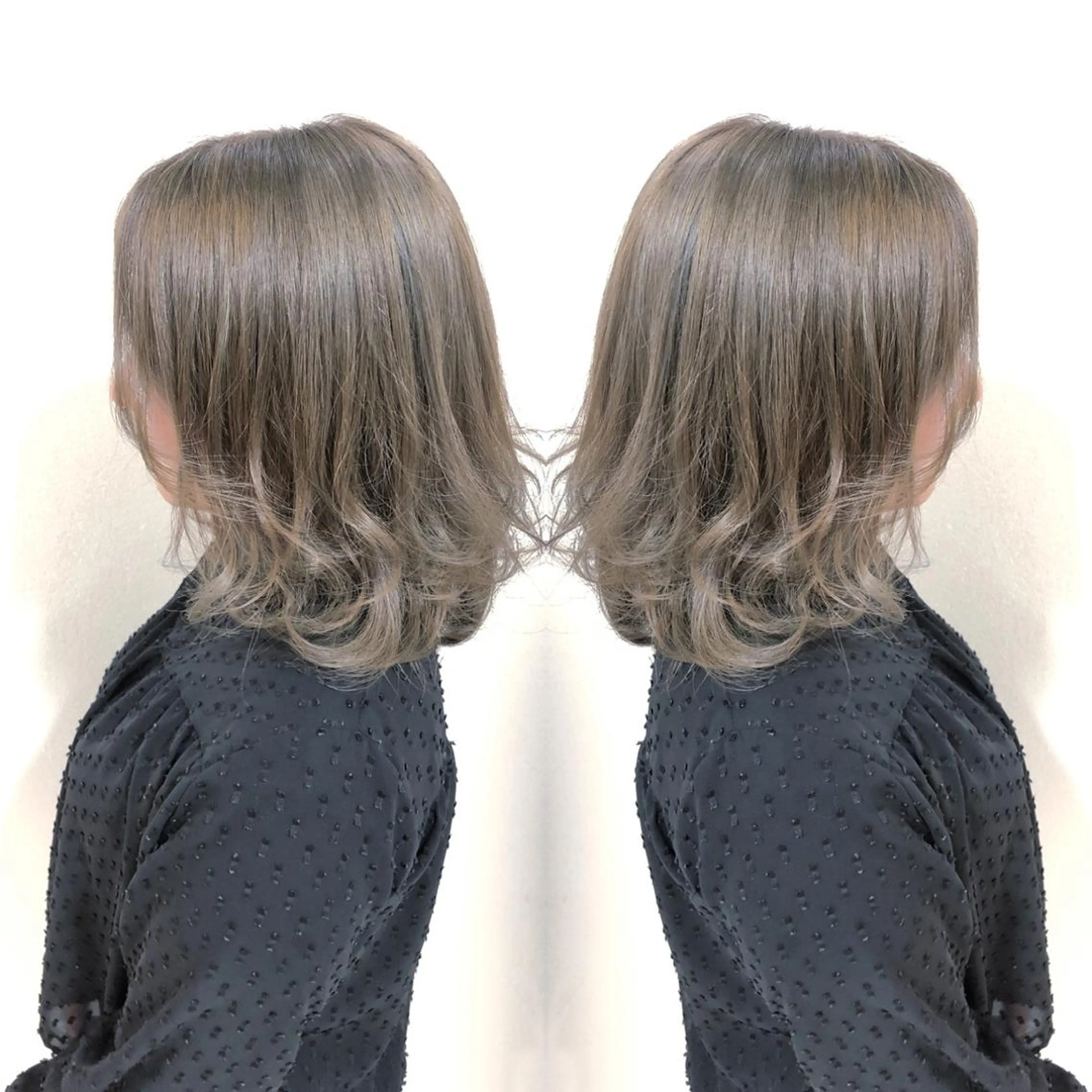 ミディアム カラー グレージュ 髪質改善特化サロン ICONIQ天神店のヘアスタイル