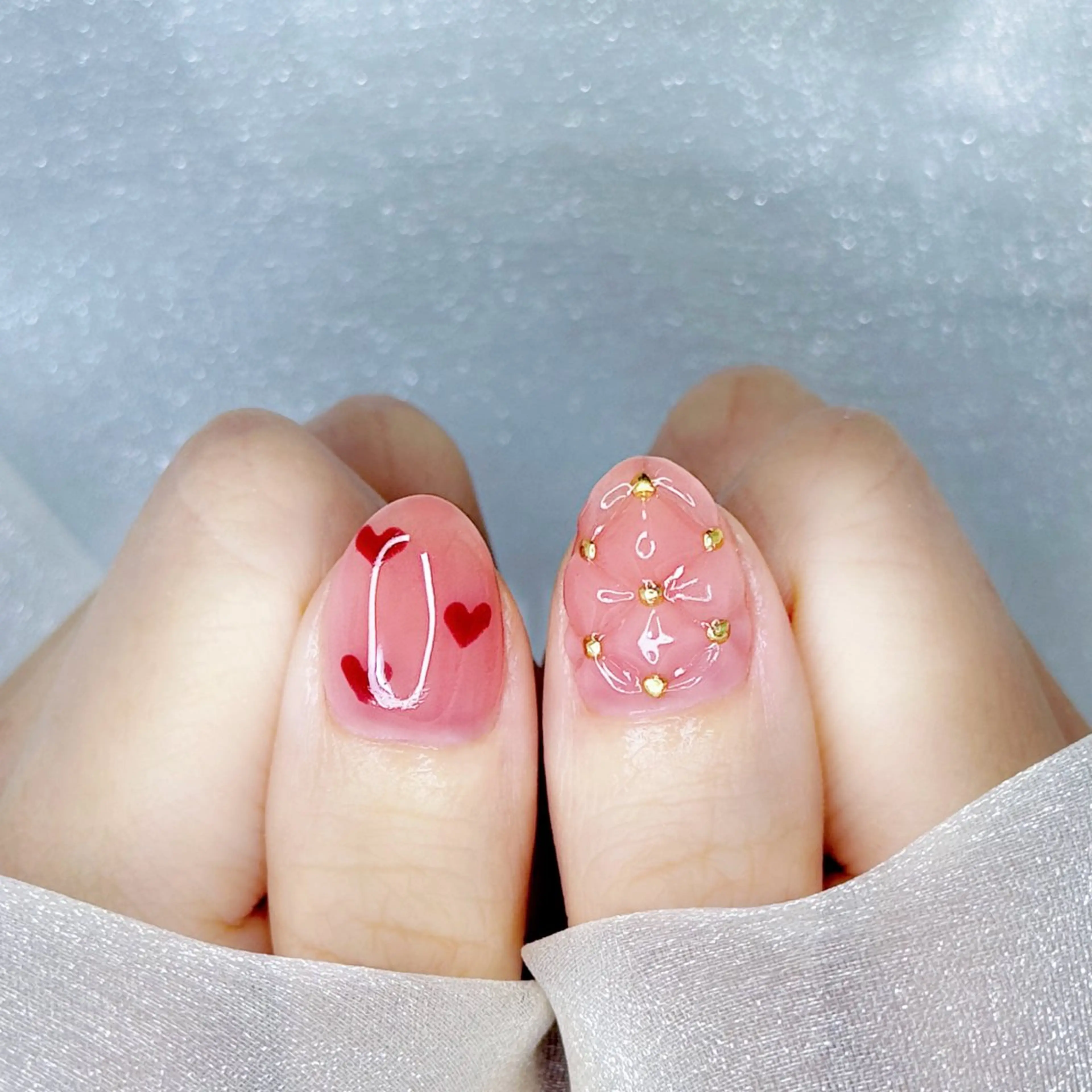ネイル ハート ハンドネイル Nail salon Lycoris キキのネイルデザイン