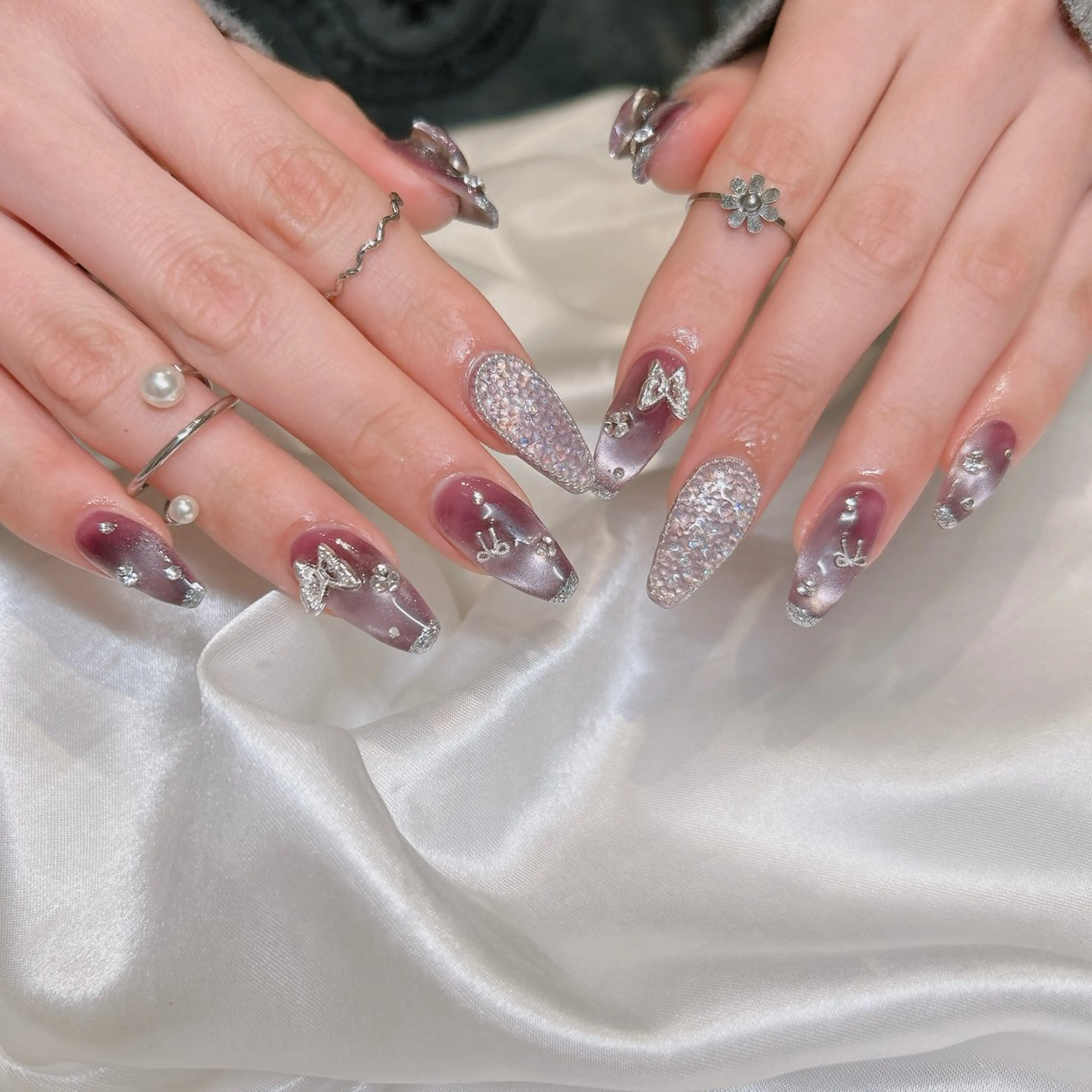 ネイル パープル ハンドネイル junna のぞいてねのネイルデザイン