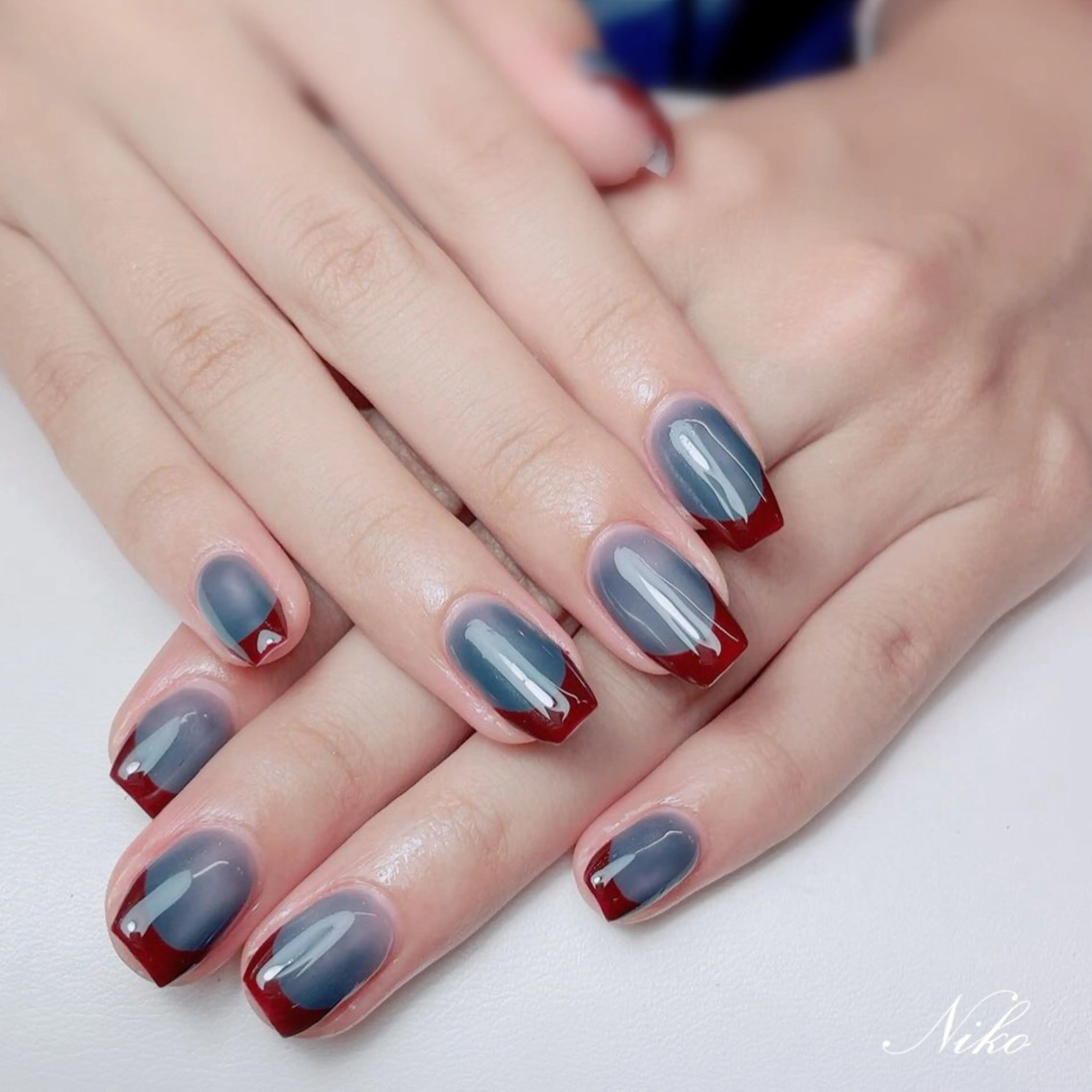 ネイル チークネイル 長さ出し フラッシュネイル フットネイル フレンチネイル Niko nailサロンのネイルデザイン