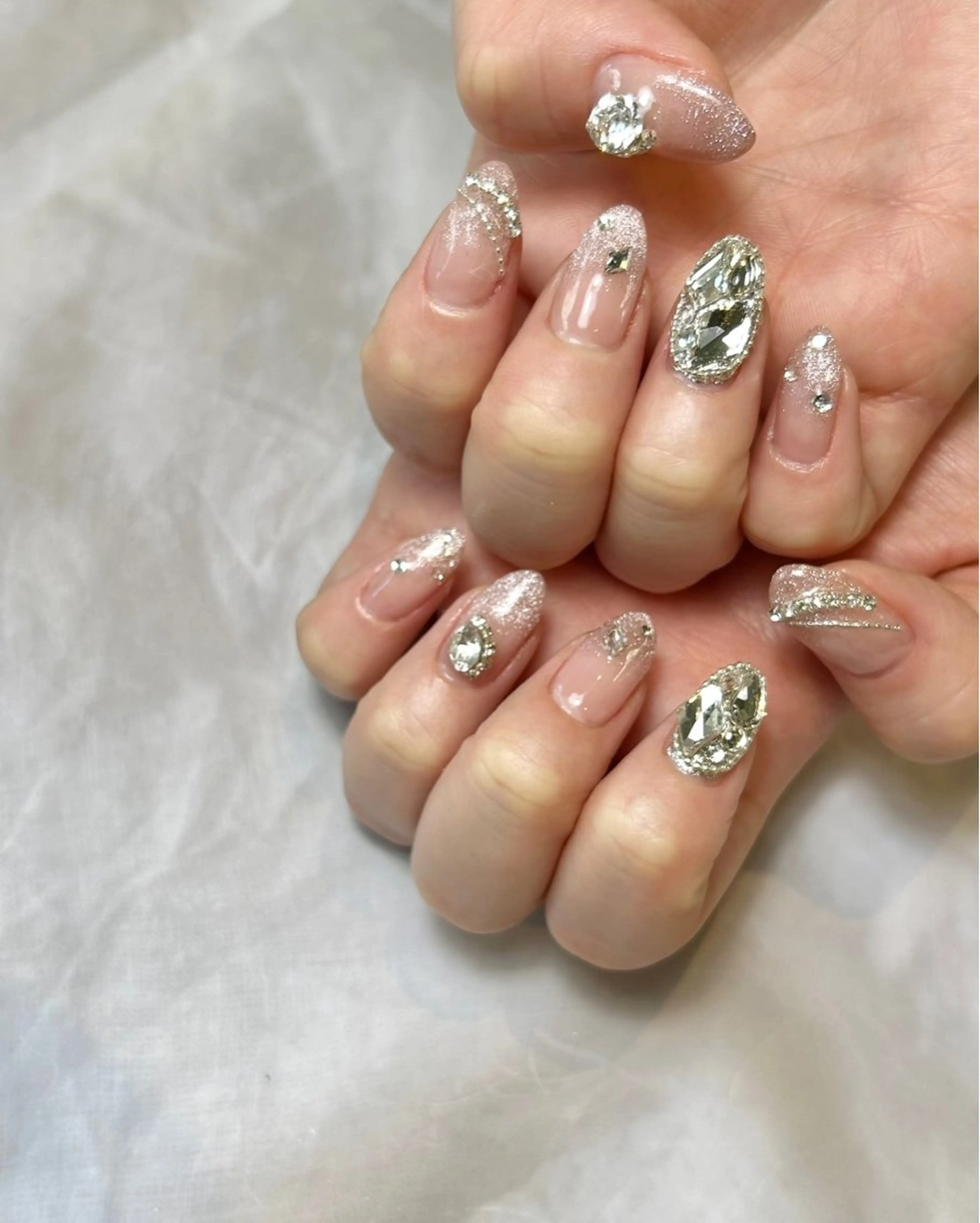 ネイル 持ち込み ストーンネイル ハンドネイル Reflection marikoのネイルデザイン