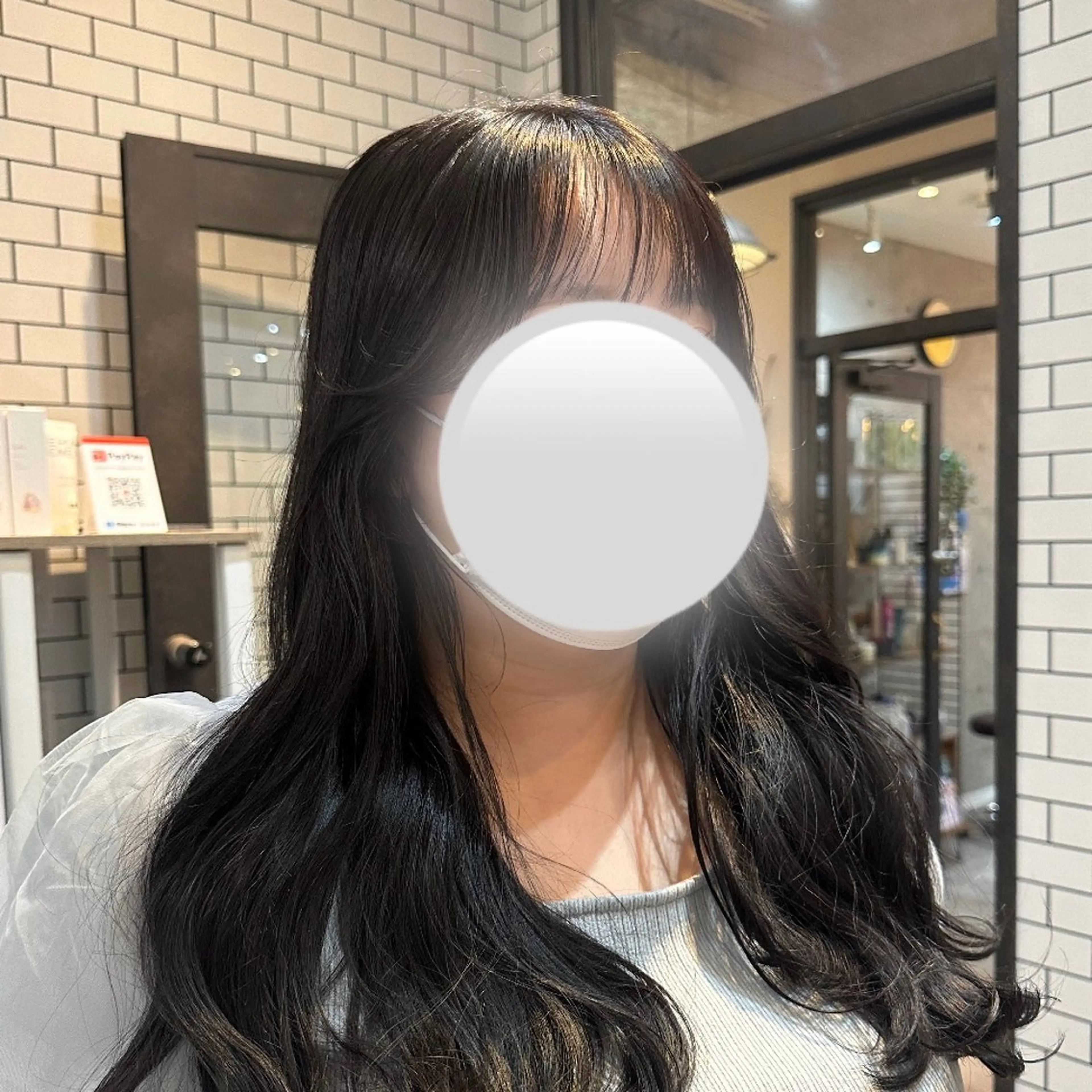 ロング カラー 黒髪 ブルーカラー ブルーブラック 透明感カラー 顔周りカット カット ヘアカラー トリートメント Sara newi 🎀透明感🎀のヘアスタイル