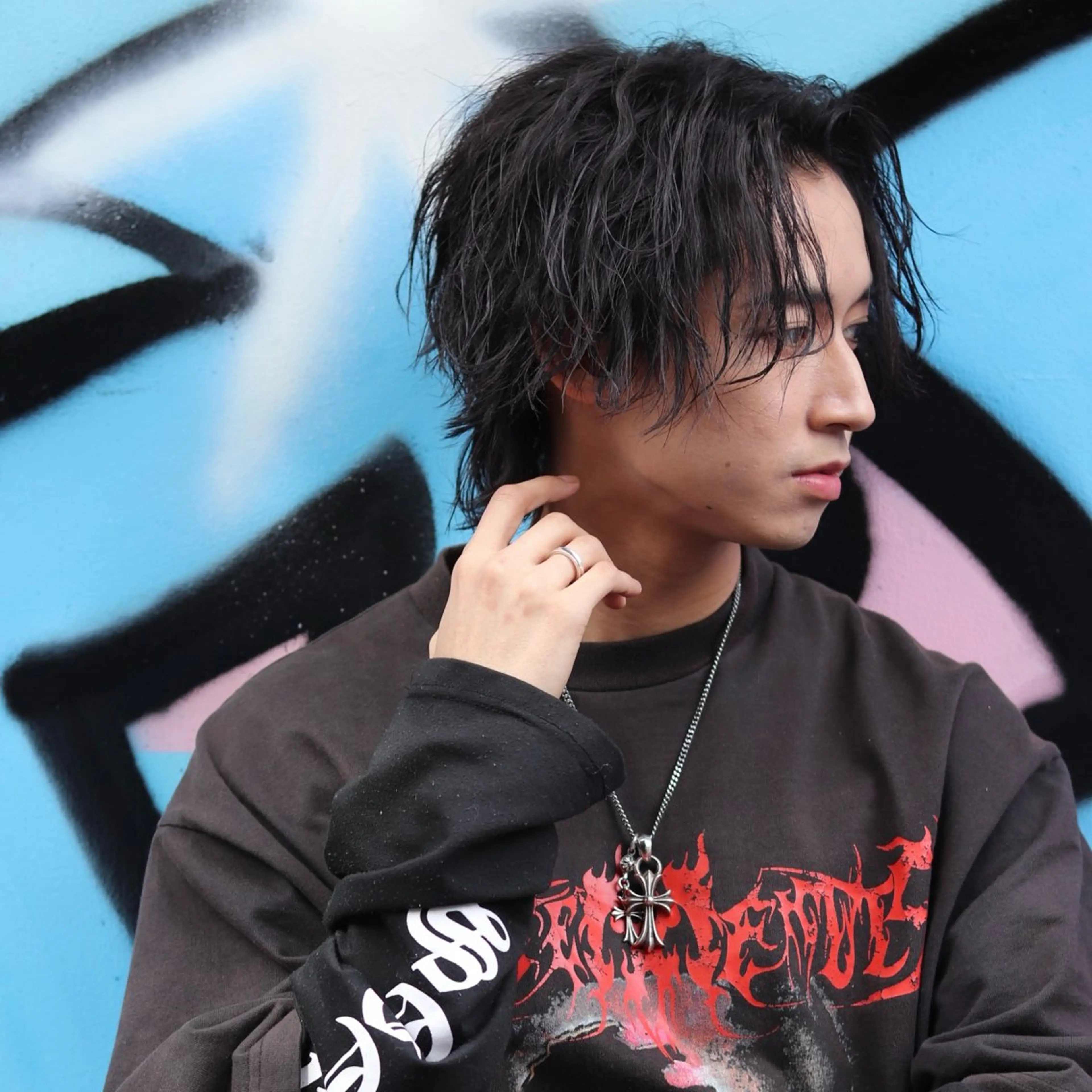 ミディアム パーマ メンズ カット パーマ トリートメント シースルーマッシュ/ メンズ/KYOHEIのヘアスタイル