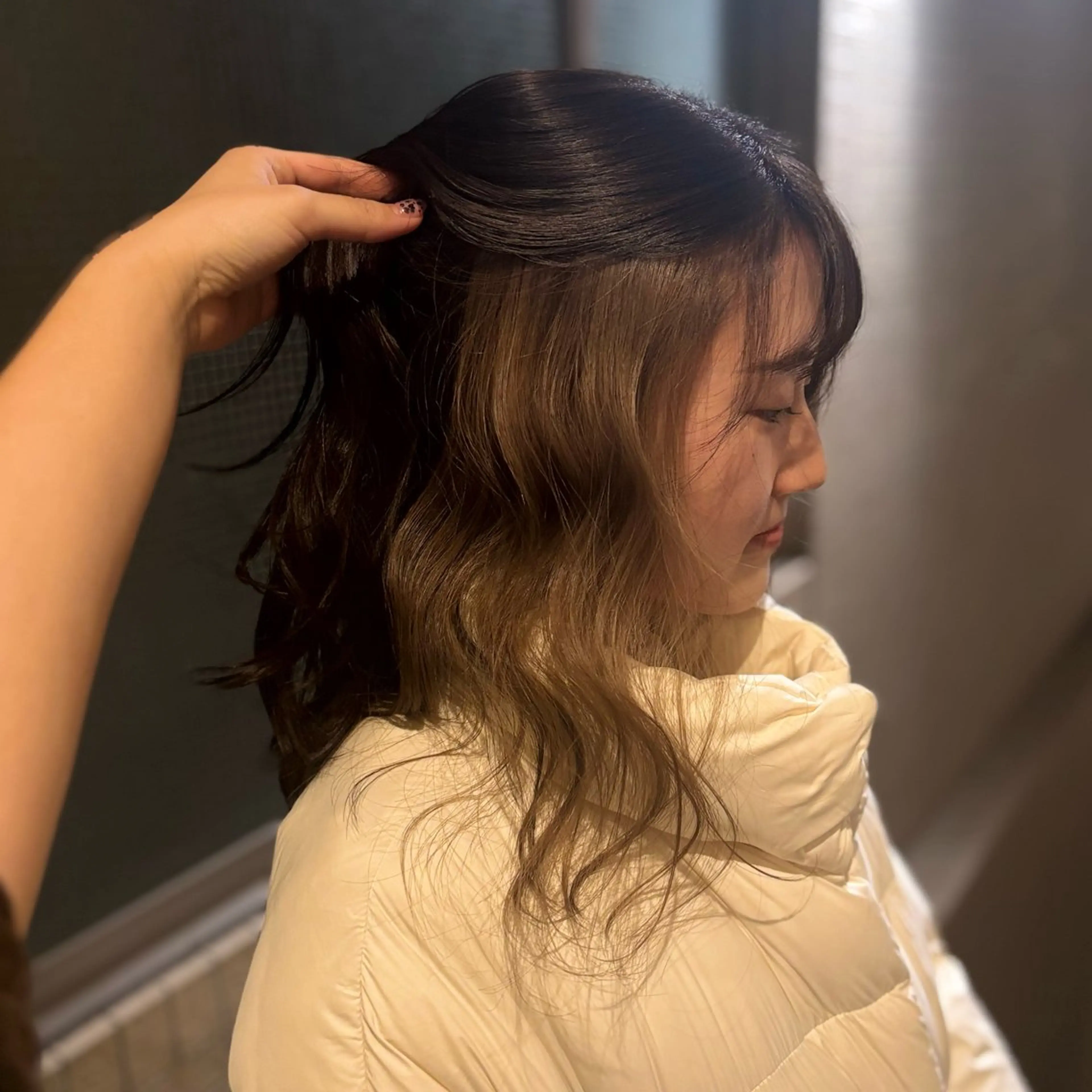 セミロング ヘアカラー 🫧オリーブカラー/ 小冬🎀のヘアスタイル