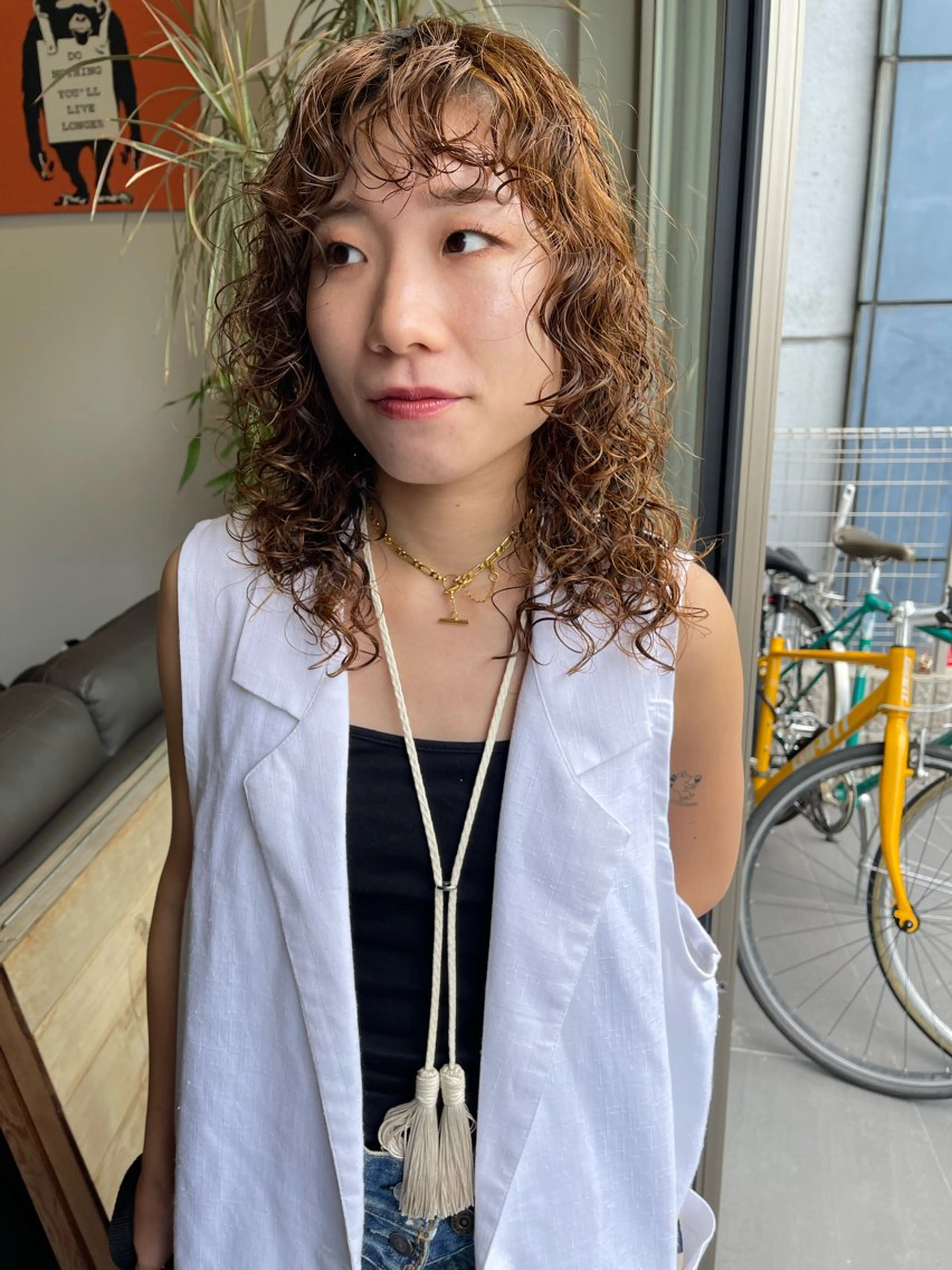 セミロング パーマ セミロングパーマ カット パーマ アトム/ウルフ パーマ/レイヤーのヘアスタイル