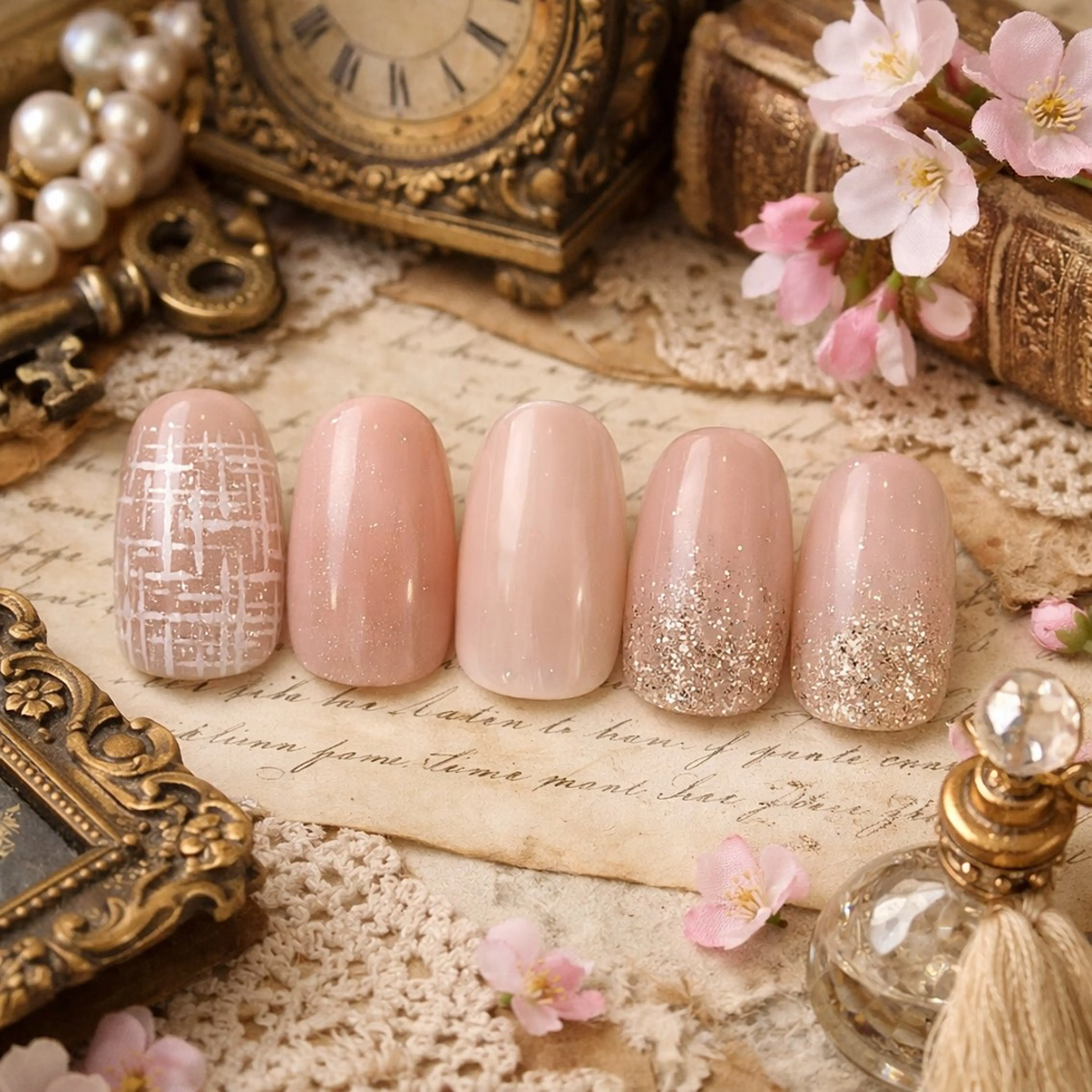 ネイル アートネイル ゴールド 春ネイル ハンドネイル Roger 舞のネイルデザイン