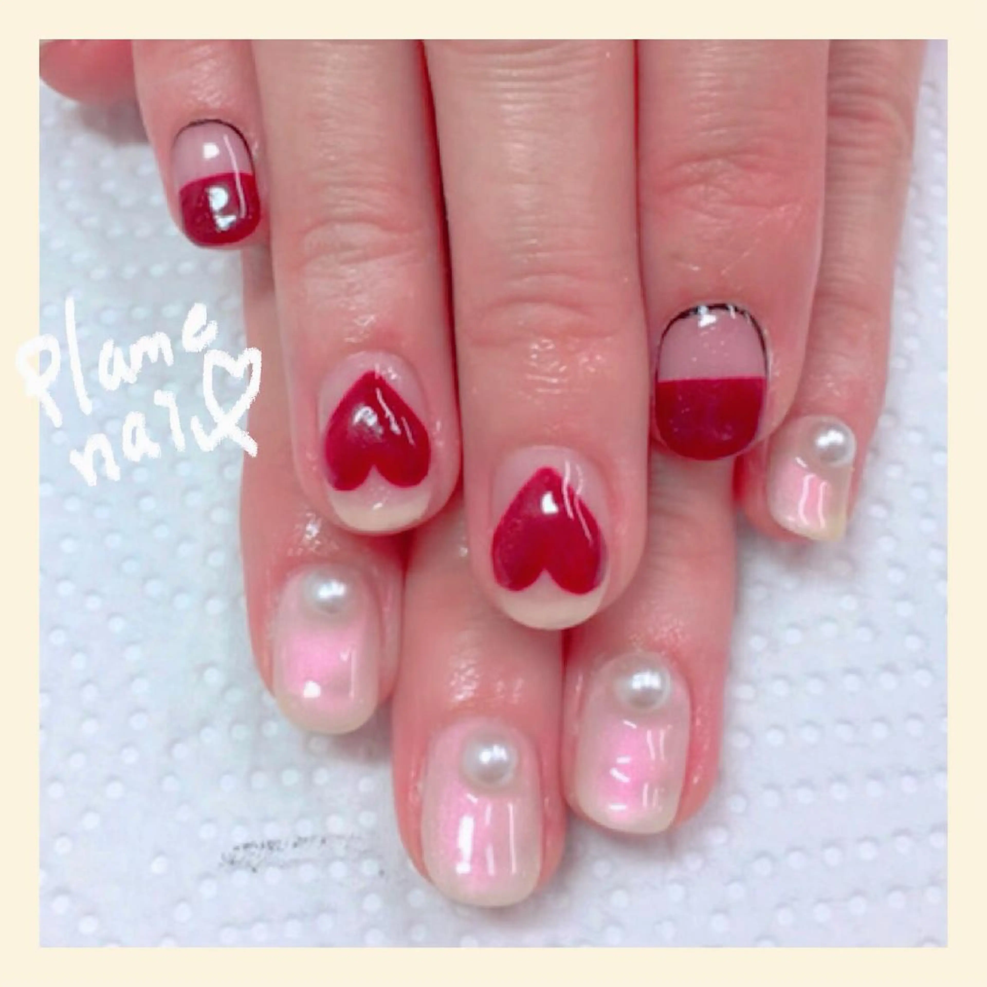 ネイル アートネイル ハート キラキラネイル 韓国ネイル 春ネイル plume nail ☆韓国ネイルのネイルデザイン