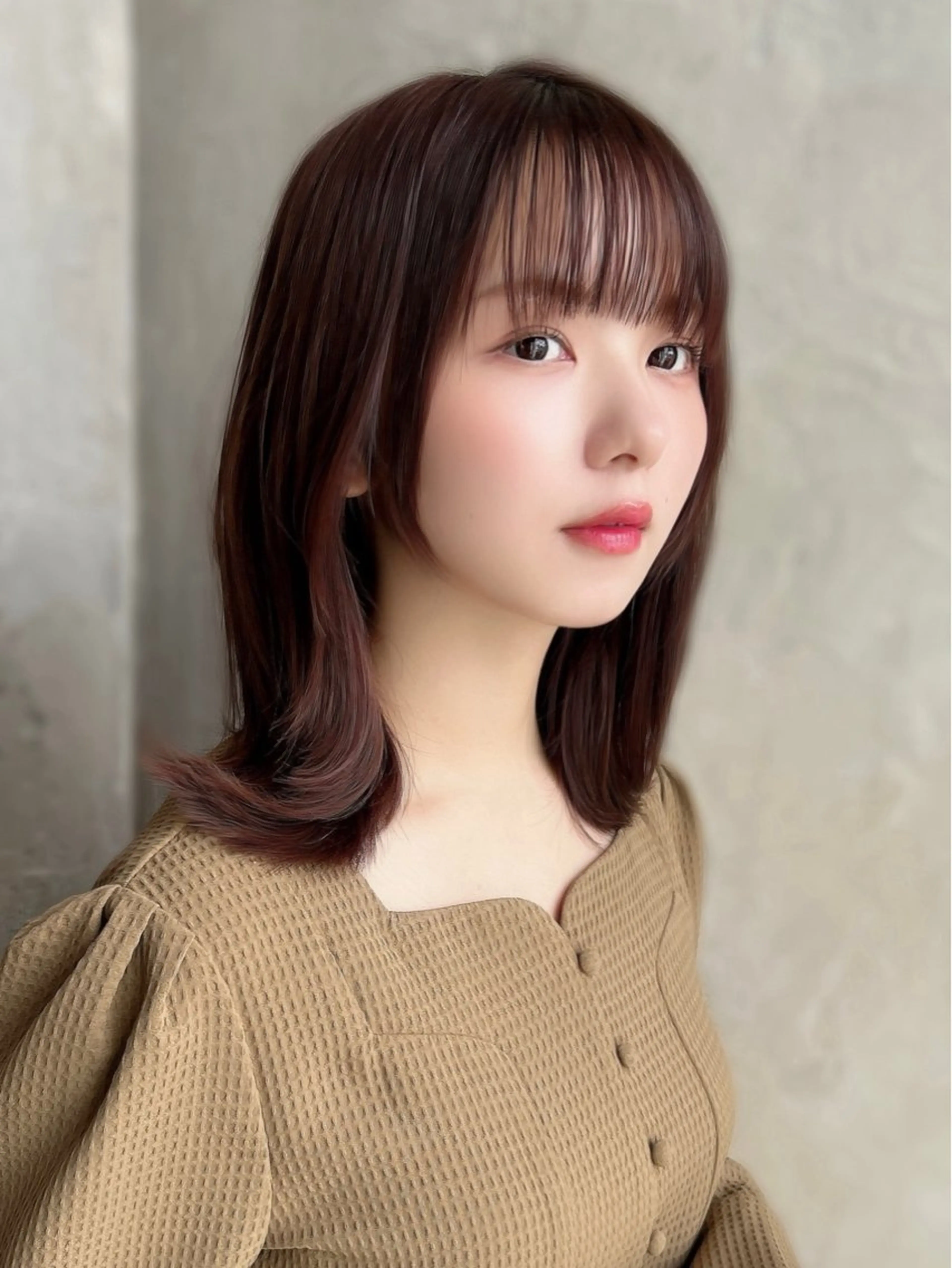 ミディアム カラー パーマ カット ヘアカラー トリートメント 新宿✨顔周りカット 韓国ヘア/坂本亜裟海のヘアスタイル