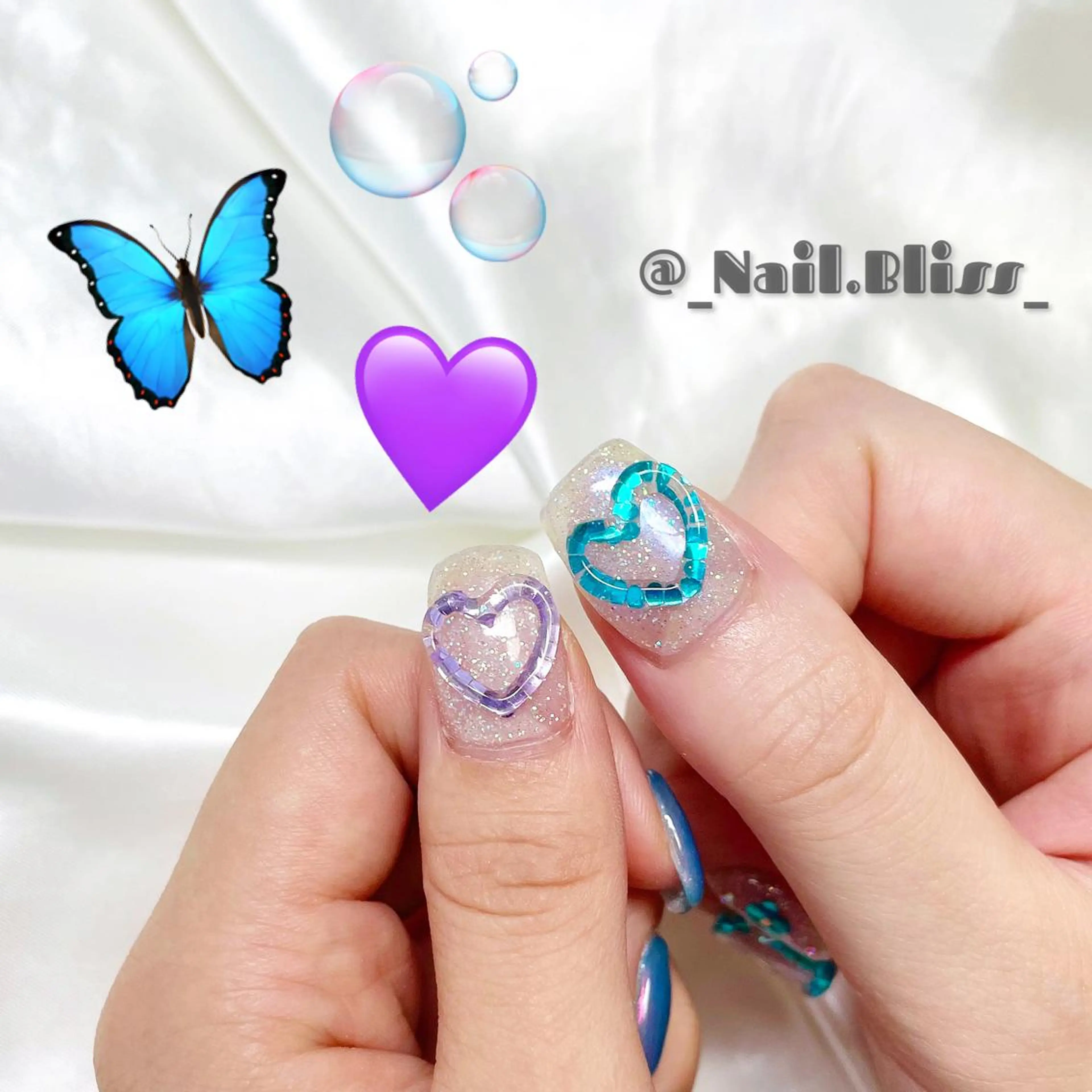 ネイル ハート おそろいネイル ハンドネイル NAIL BLISSのネイルデザイン