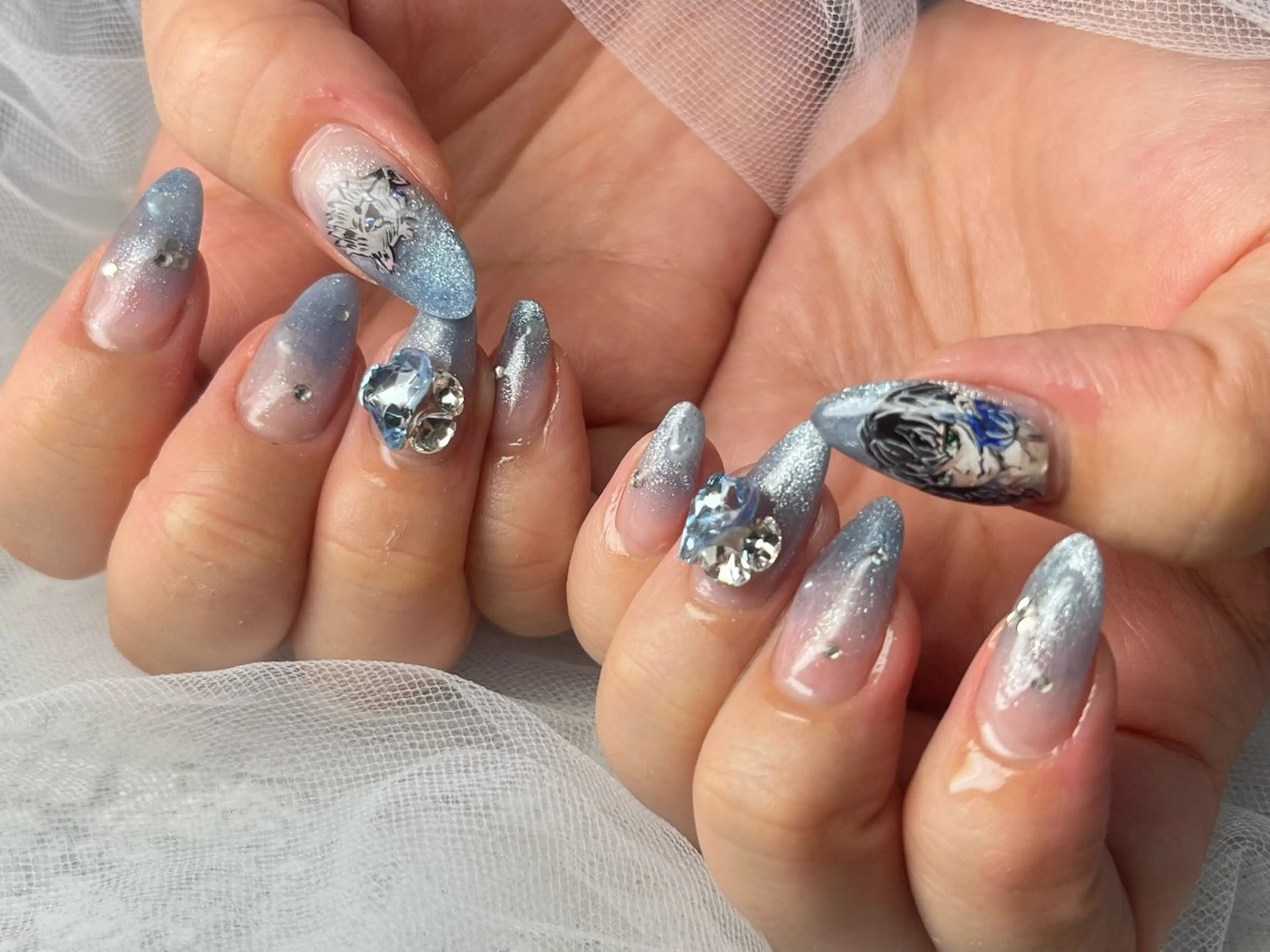 ネイル ハート マグネットネイル 持ち込み ハンドネイル Queennail 北堀江AYAのネイルデザイン