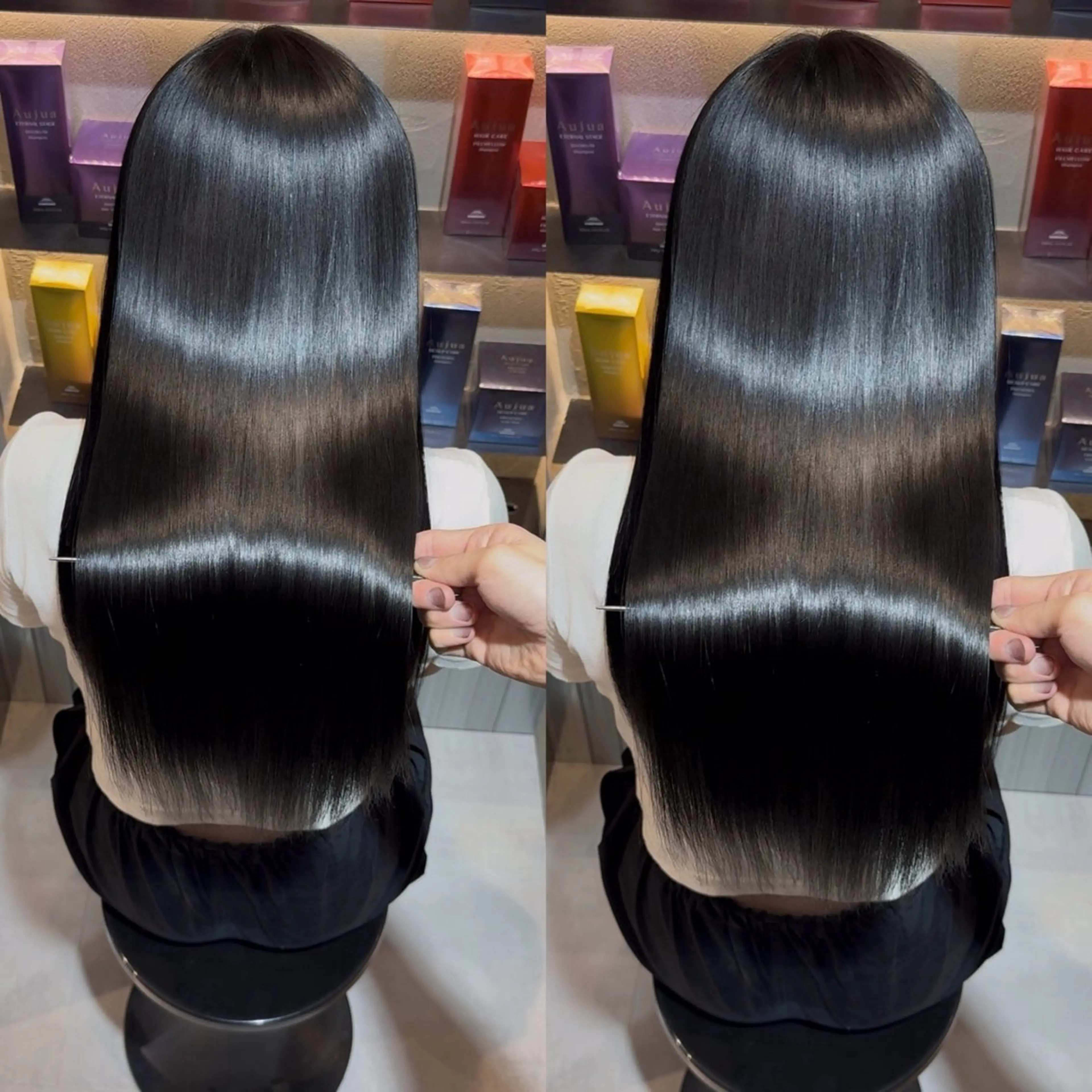 セミロング カラー カット ヘアカラー 縮毛矯正 トリートメント 髪質改善/美髪矯正 艶髪/Takutoのヘアスタイル