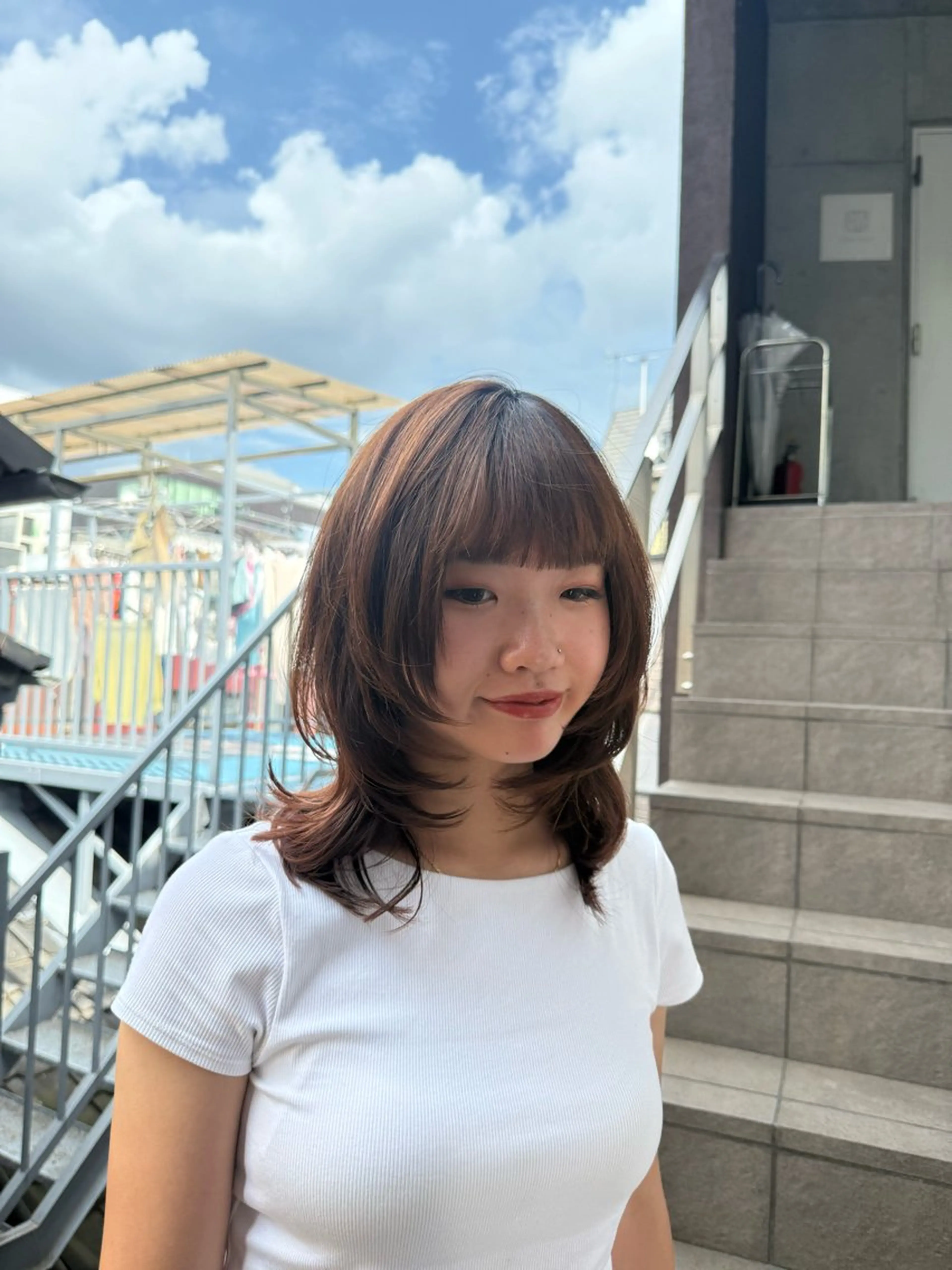 セミロング ARMONY 神宮前所属・コテ巻き風パーマ 🦋そま🦋のヘアスタイル