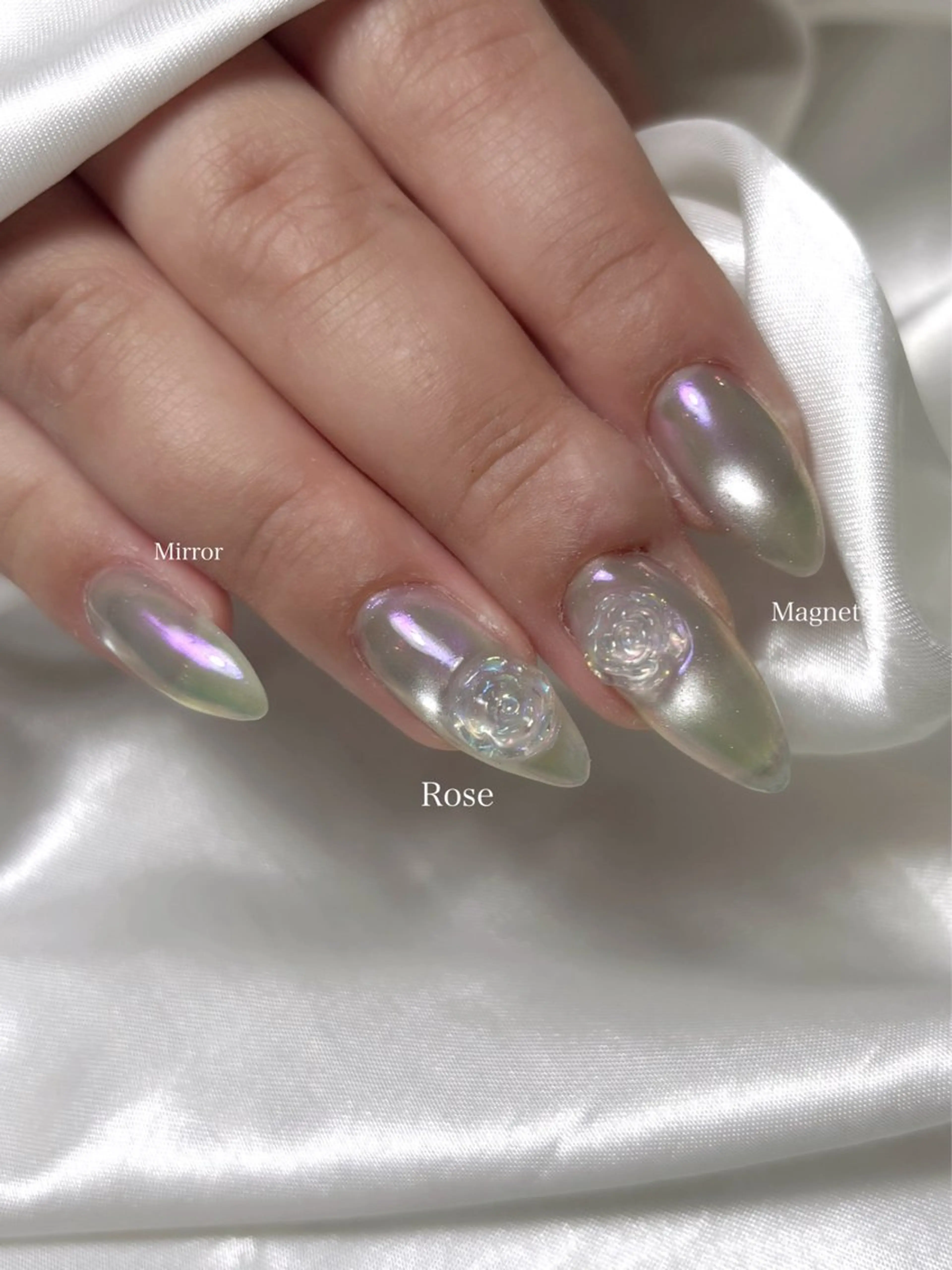 ネイル 氷ネイル・うるうるネイル マグネットネイル ミラーネイル mofie🤍ユミ/ 恵比寿/パラジェルのネイルデザイン
