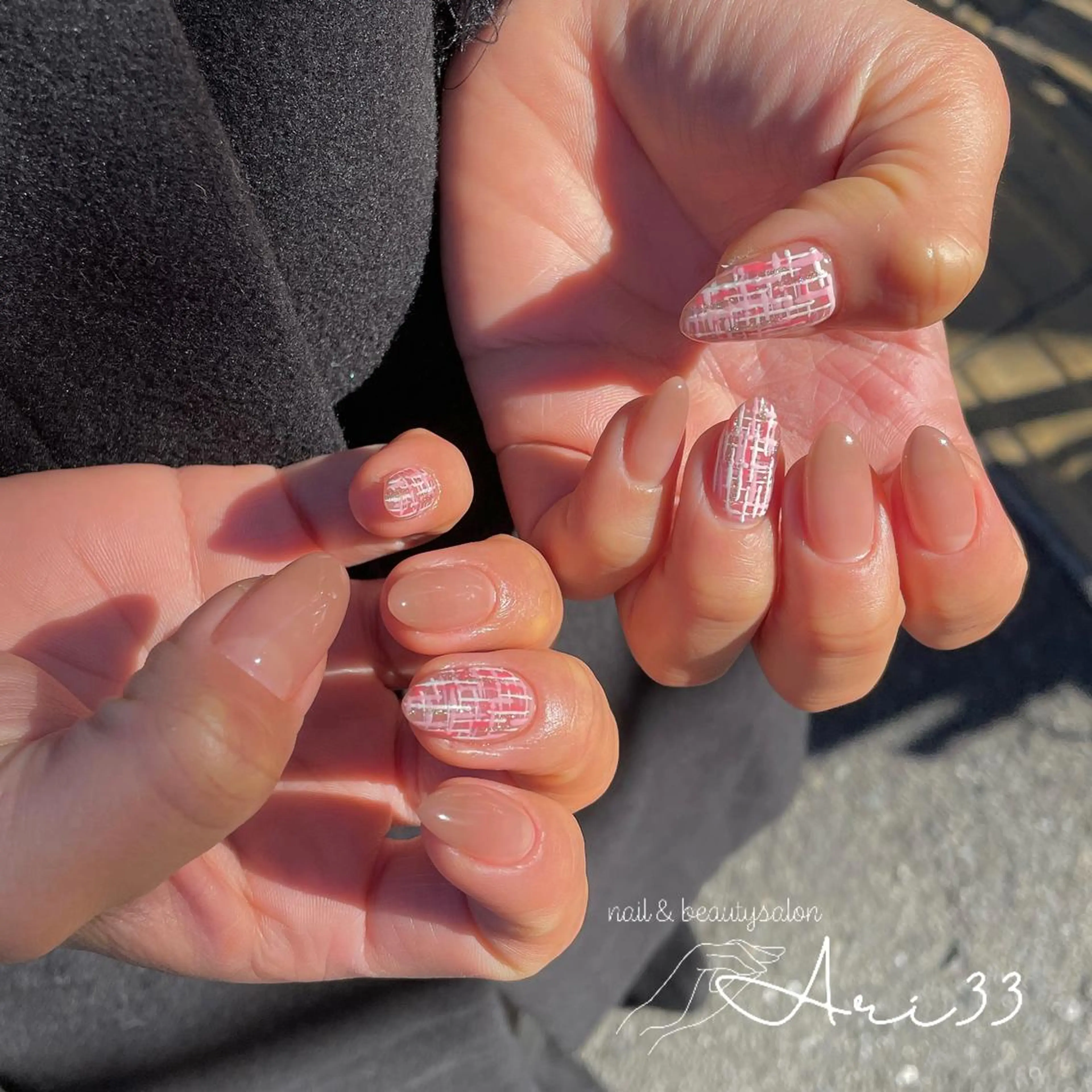 ネイル ツイードネイル ハンドネイル プライベートサロン Ari33nailのネイルデザイン