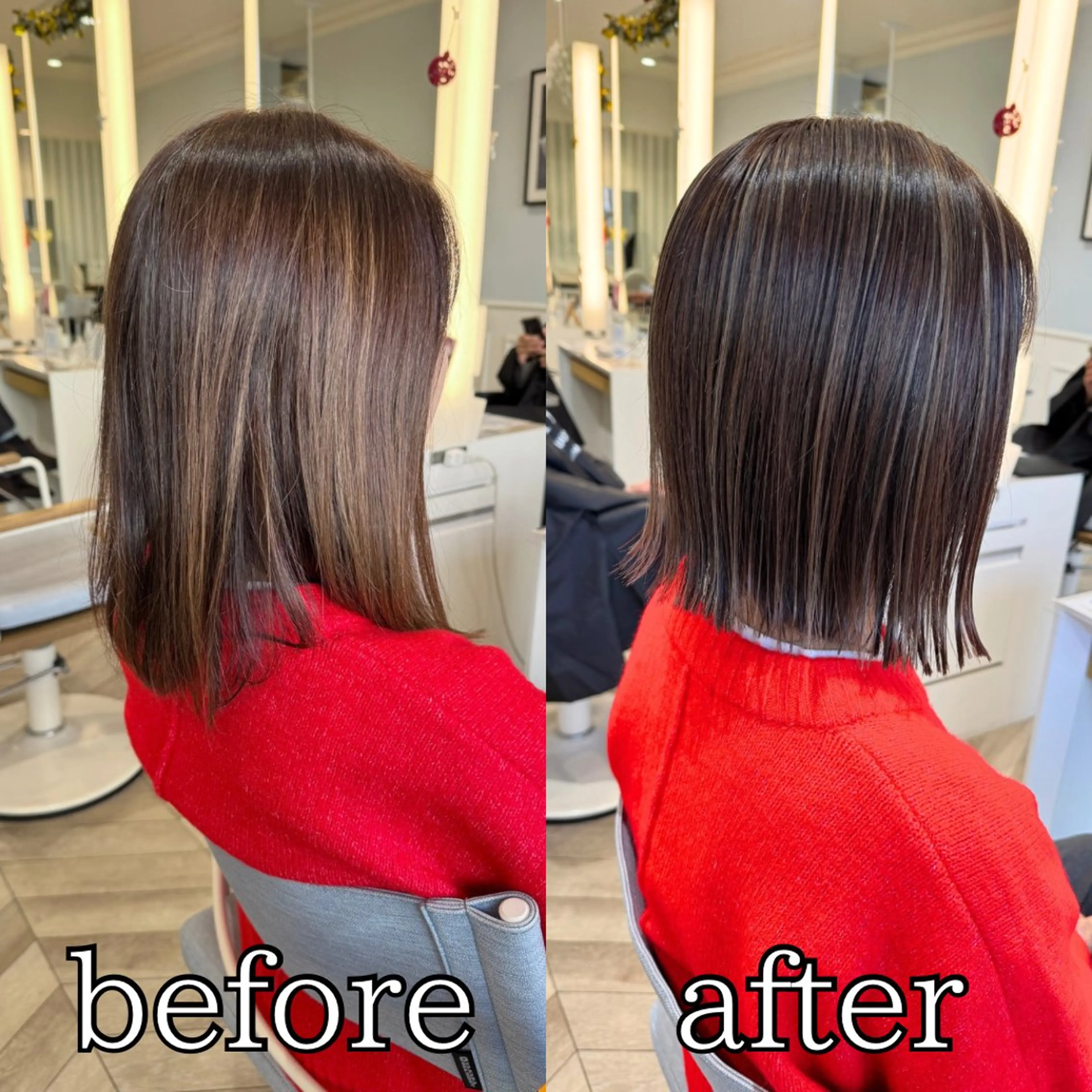 ミディアム カラー カット ヘアカラー トリートメント 縮毛矯正/白髪ぼかし ショートボブ/鈴木のヘアスタイル