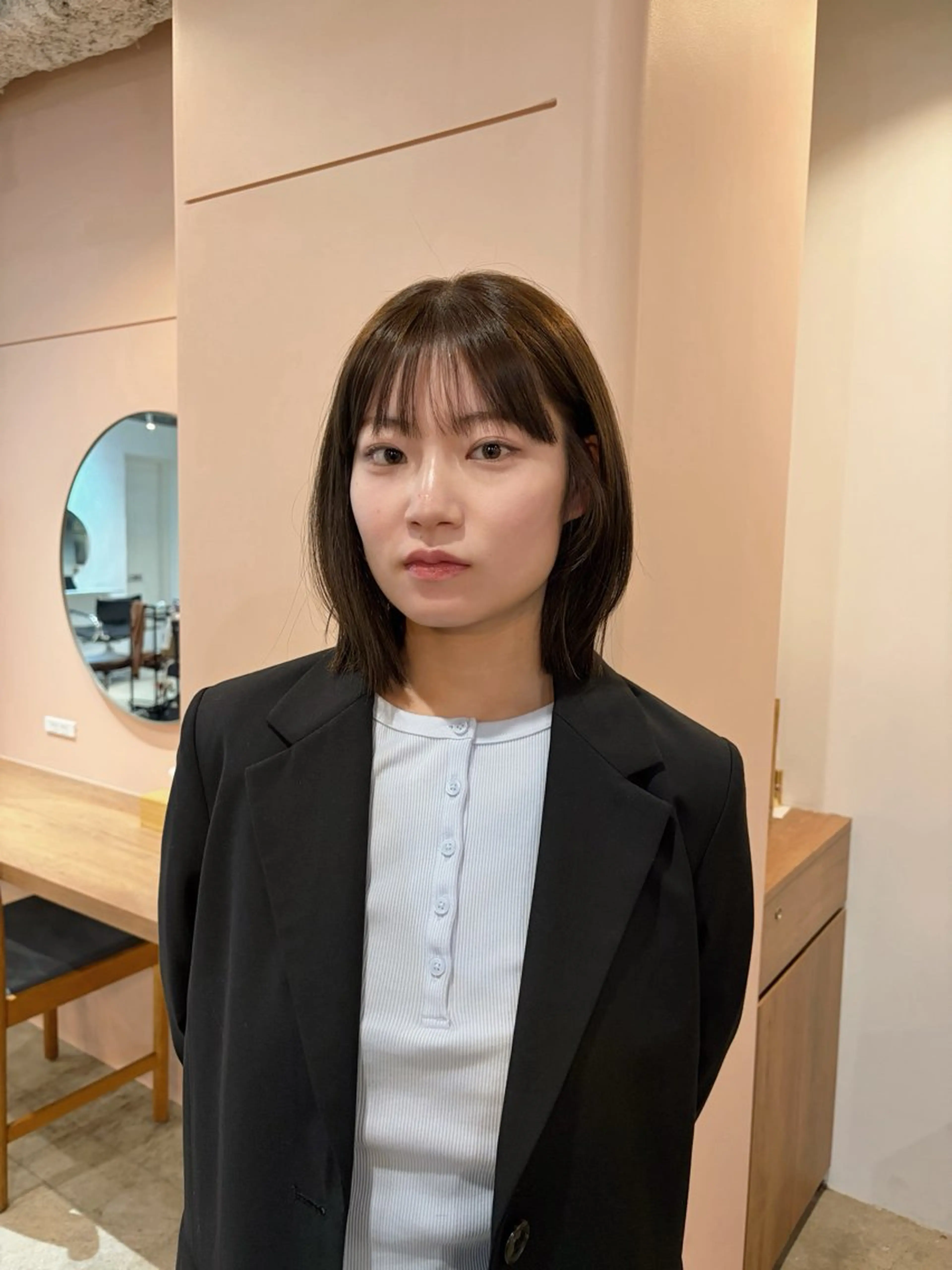 セミロング カット ヘアカラー 🧣misaki 透明感カラー🧣のヘアスタイル