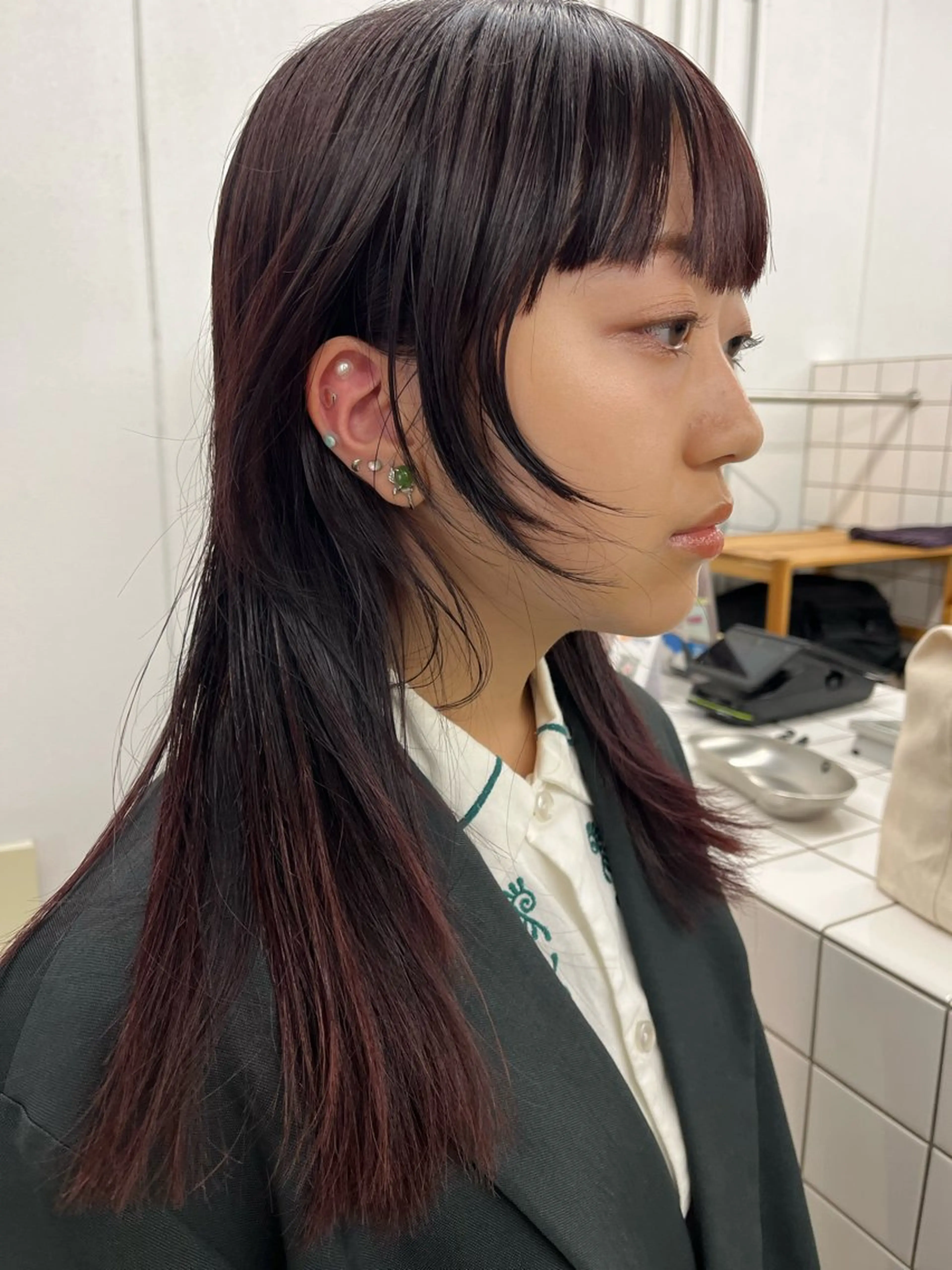 セミロング カラー カット ヘアカラー 細川 夕利亜のヘアスタイル