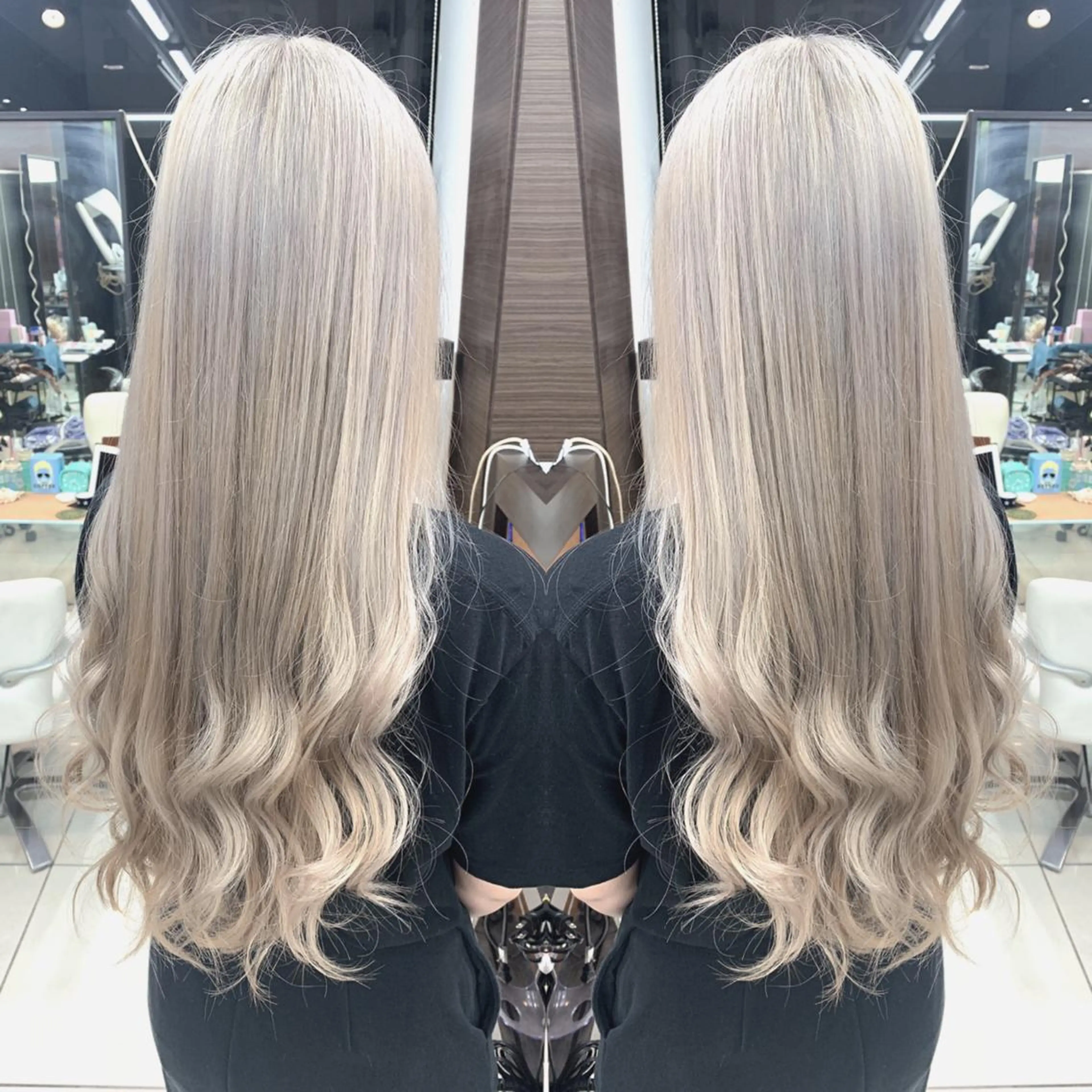 セミロング カラー アディクシーカラー ブリーチ ケアブリーチ イルミナカラー Merci メルシー 福岡、今泉のヘアスタイル