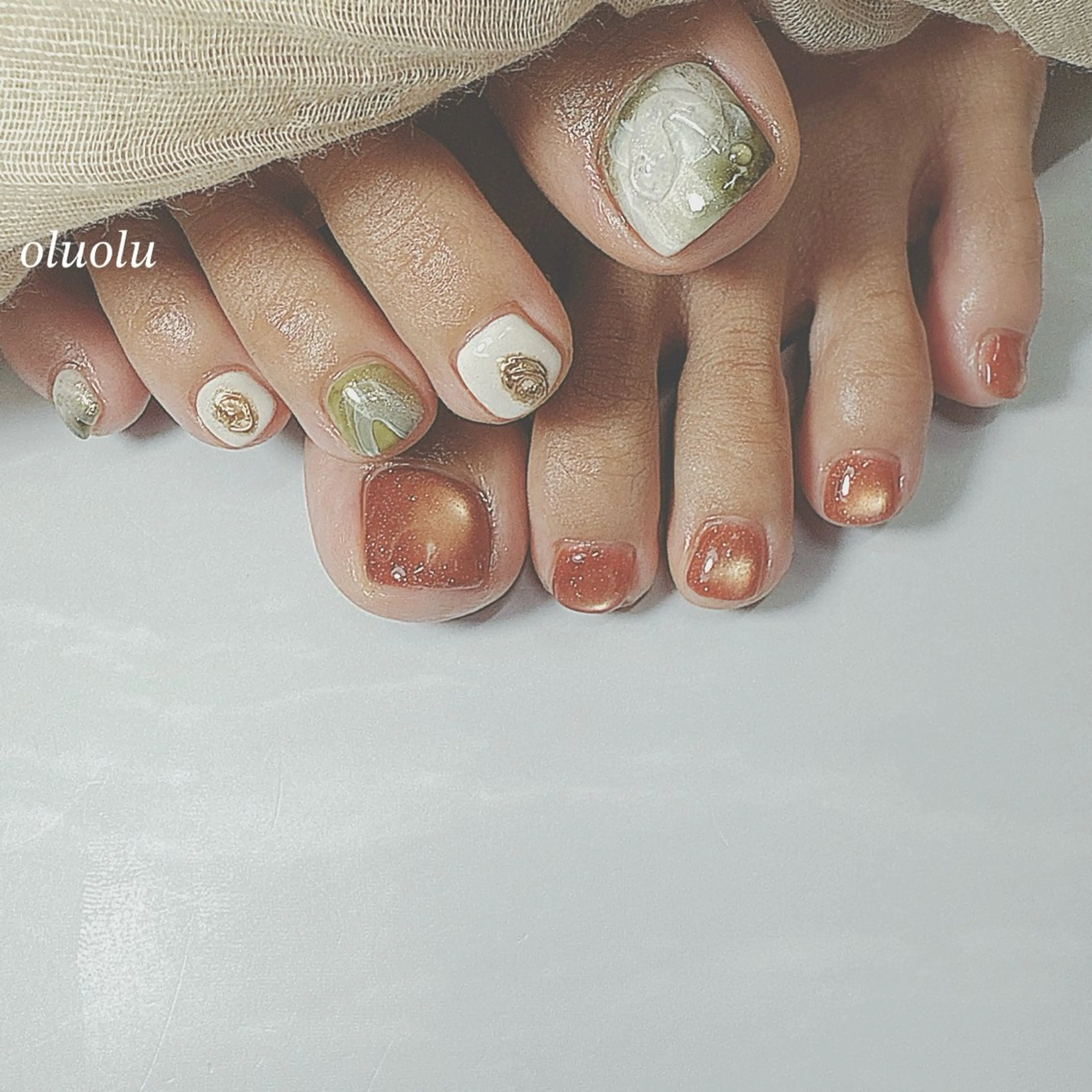 ネイル アートネイル フラッシュネイル フットネイル マグネットネイル ニュアンスネイル フットネイル 大村 紬華のネイルデザイン