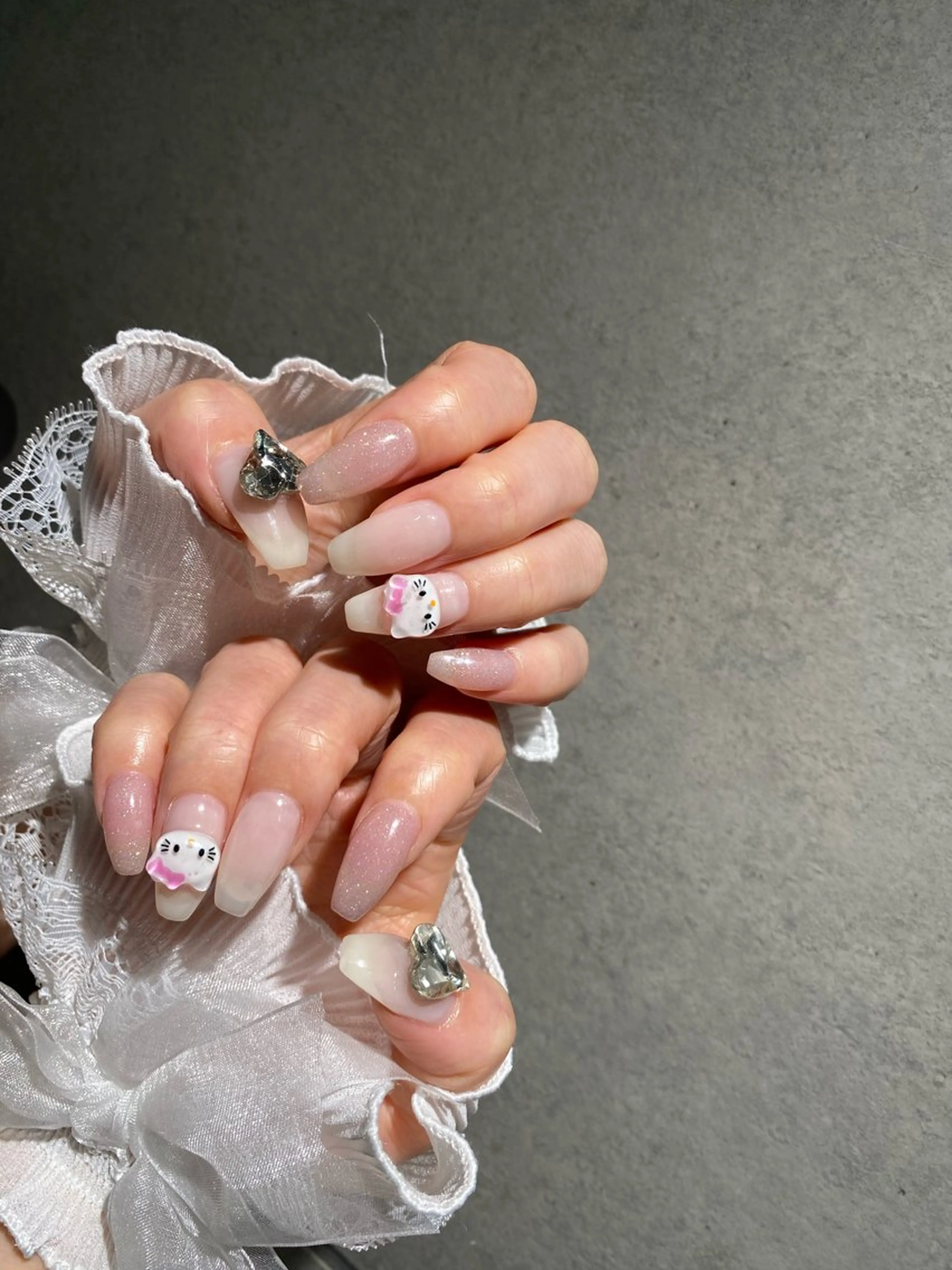 ネイル I-nailロング /ワンホン/キラキラのネイルデザイン